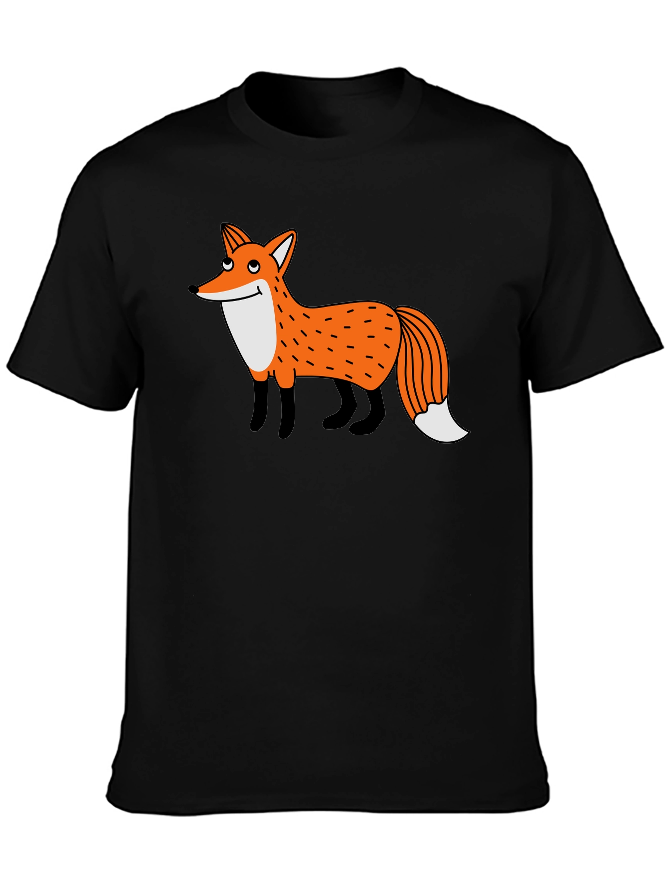Cartoon Fox Graphic Black T-Shirt