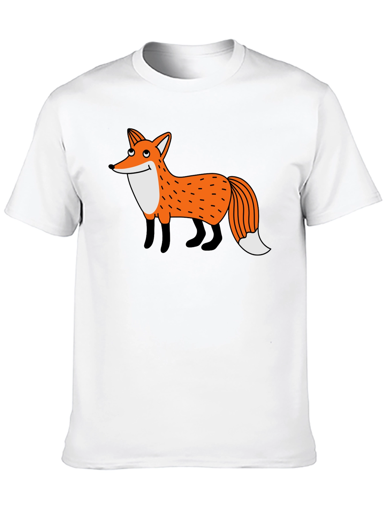 Cartoon Fox Graphic Black T-Shirt