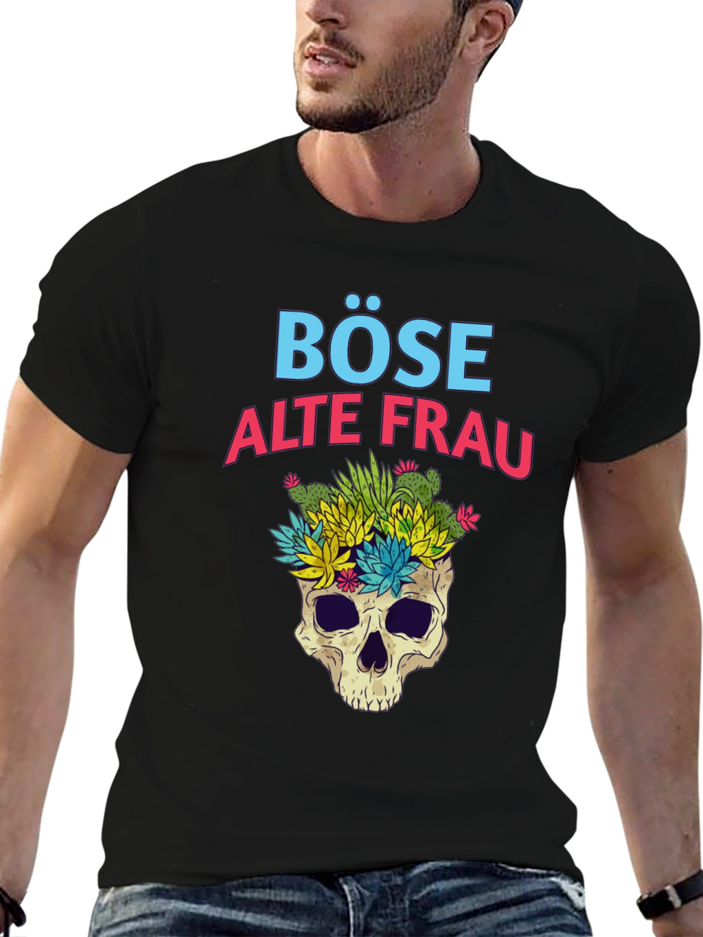 Böse Alte Frau T-Shirt - Skull & Succulents