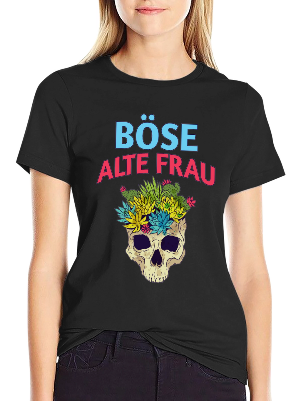 Böse Alte Frau T-Shirt - Skull & Succulents