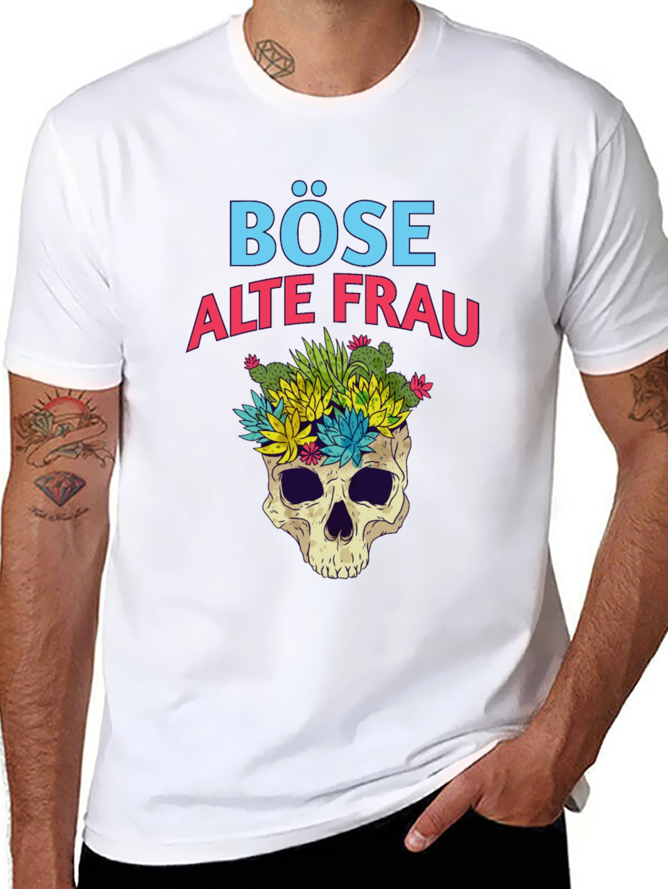 Böse Alte Frau T-Shirt - Skull & Succulents