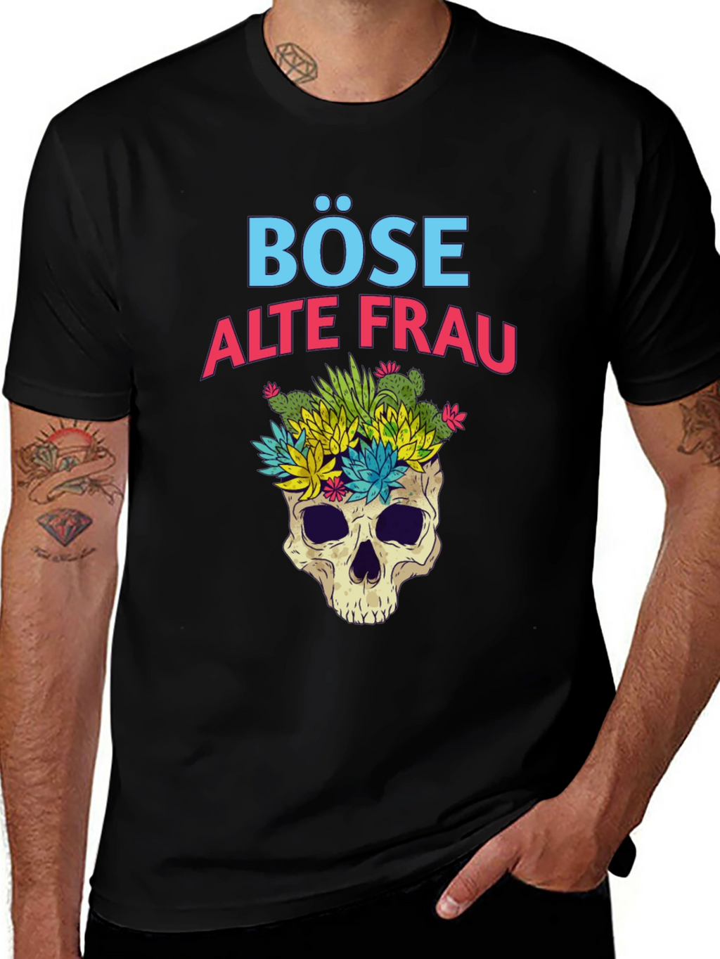 Böse Alte Frau T-Shirt - Skull & Succulents