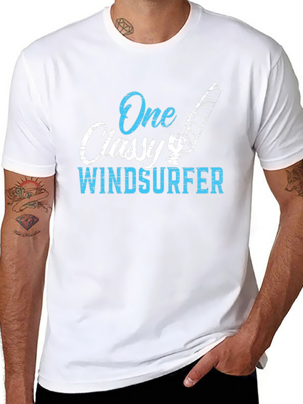 One Classy Windsurfer Black Graphic Tee