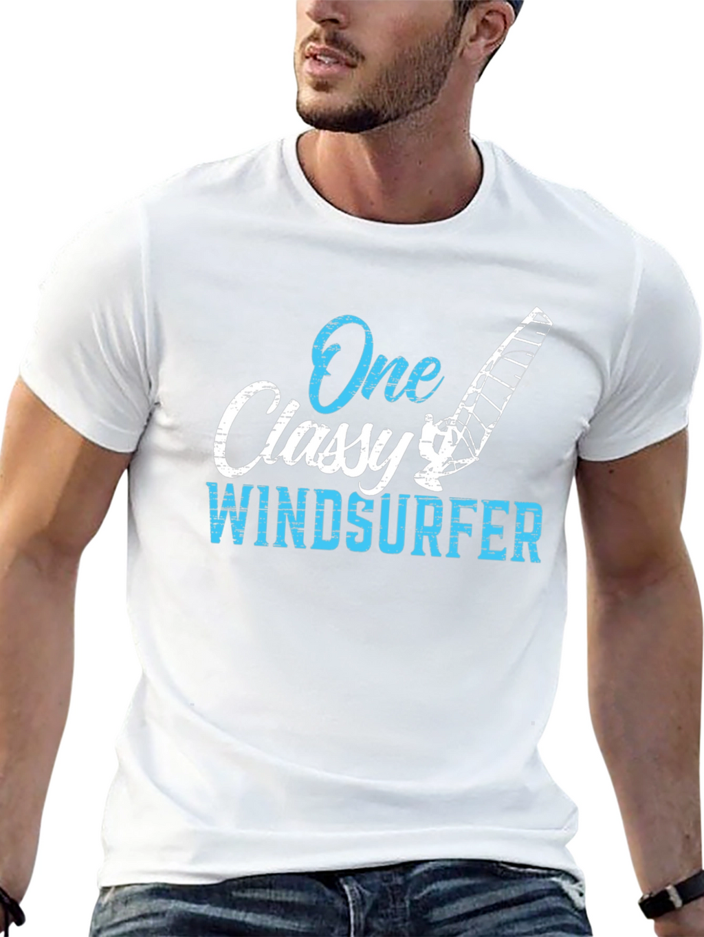 One Classy Windsurfer Black Graphic Tee