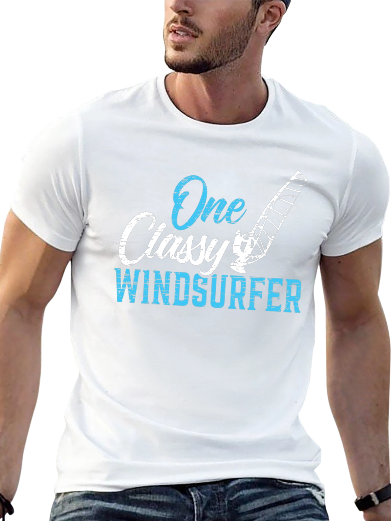 One Classy Windsurfer Black Graphic Tee