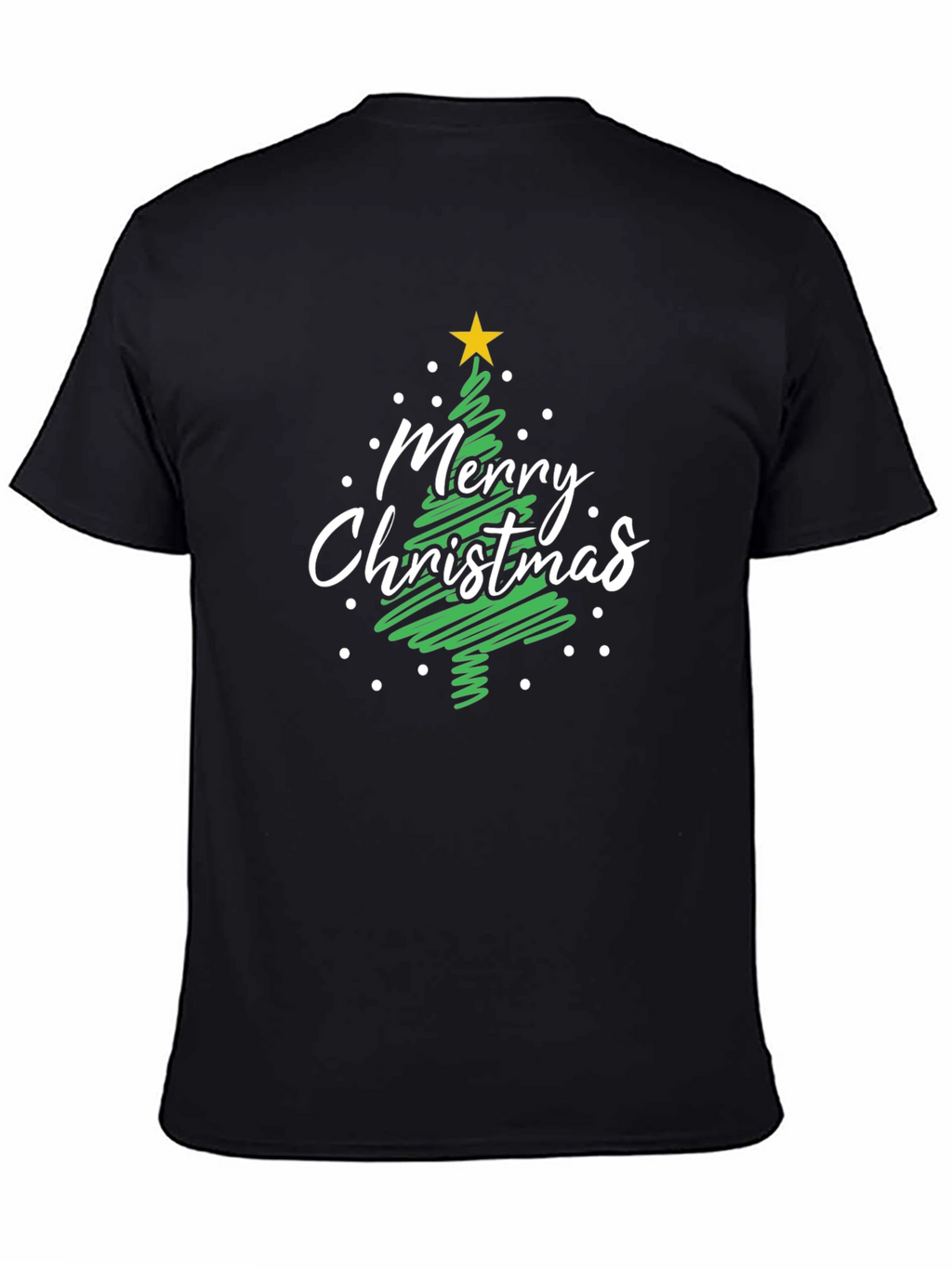 Merry Christmas Tree Black T-Shirt