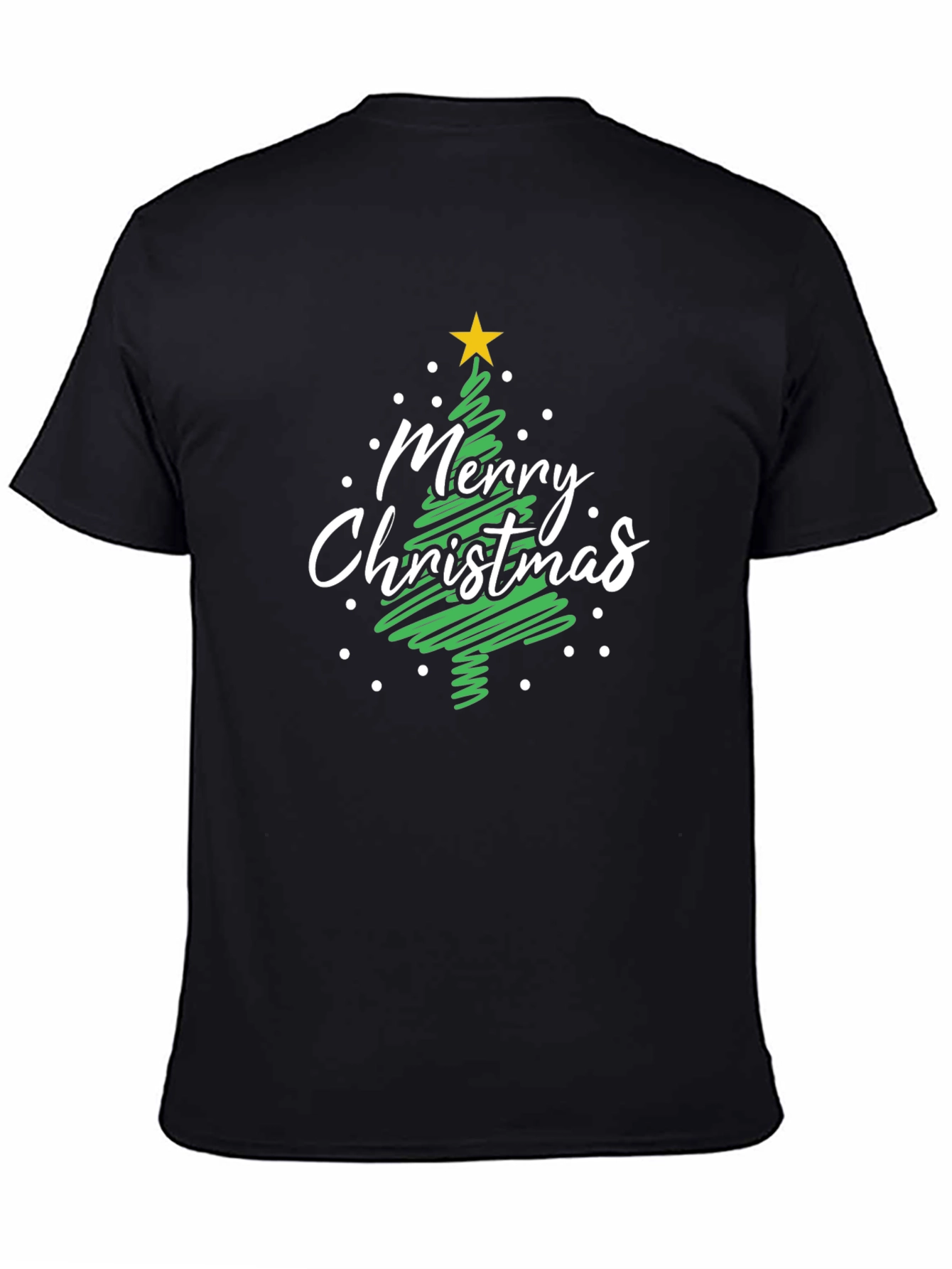 Merry Christmas Tree Black T-Shirt