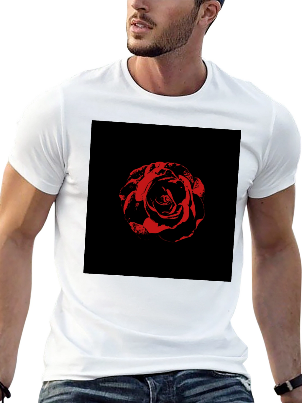 Rose Graphic Tee - Black Cotton T-Shirt