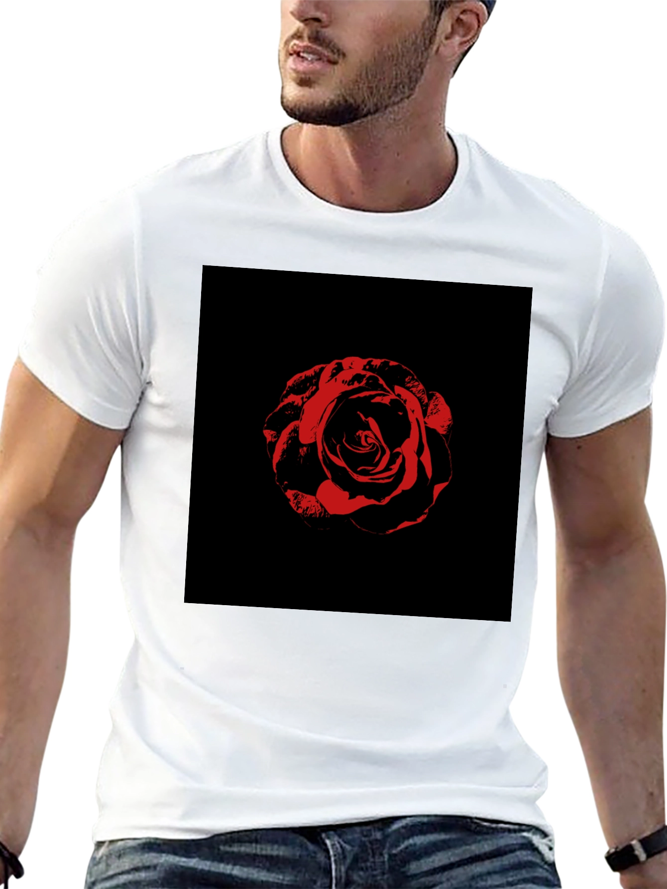 Rose Graphic Tee - Black Cotton T-Shirt