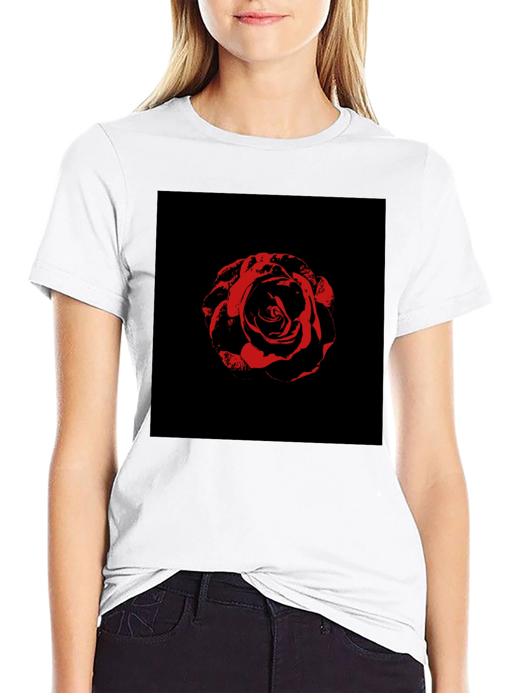 Rose Graphic Tee - Black Cotton T-Shirt
