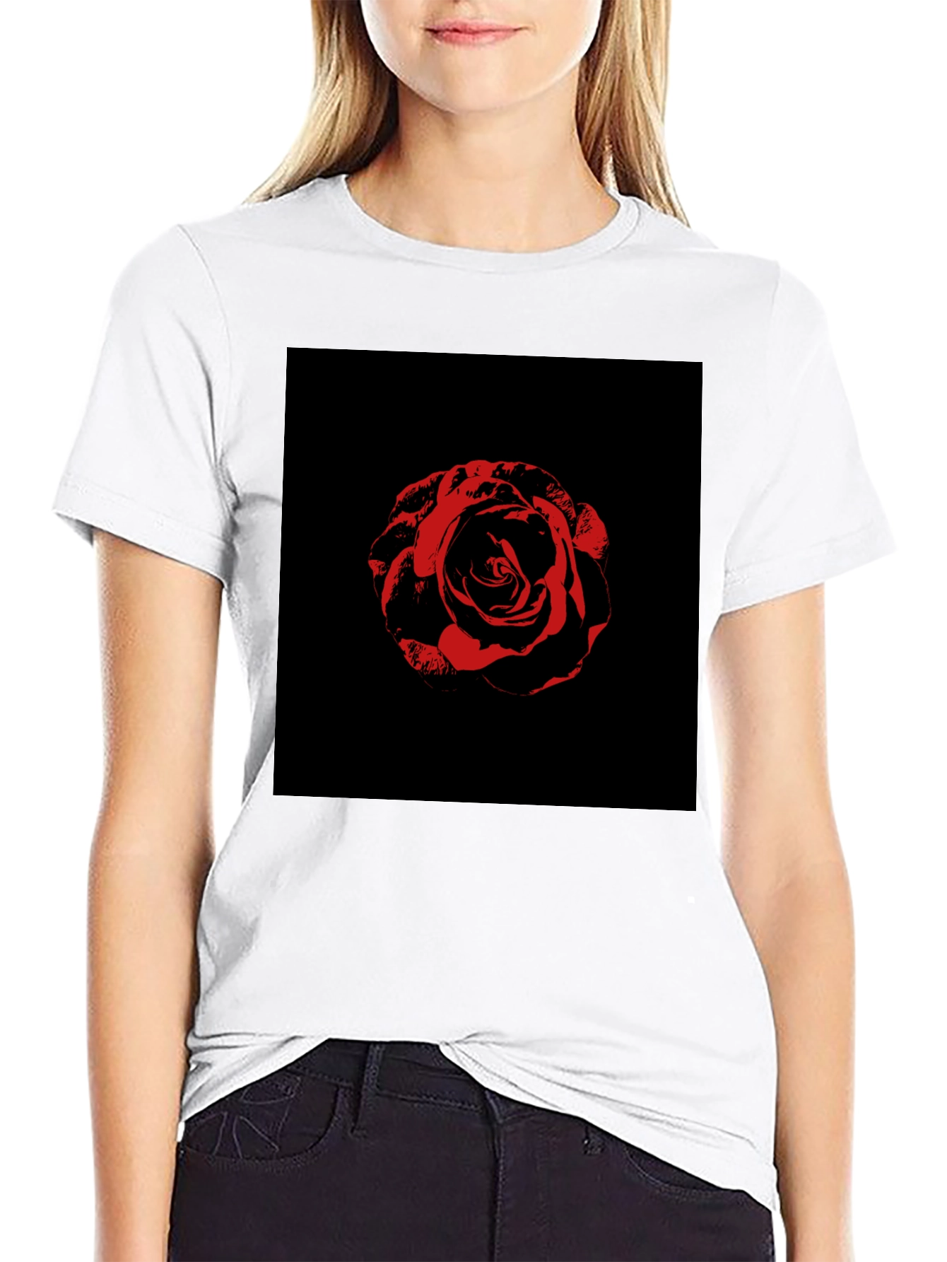 Rose Graphic Tee - Black Cotton T-Shirt