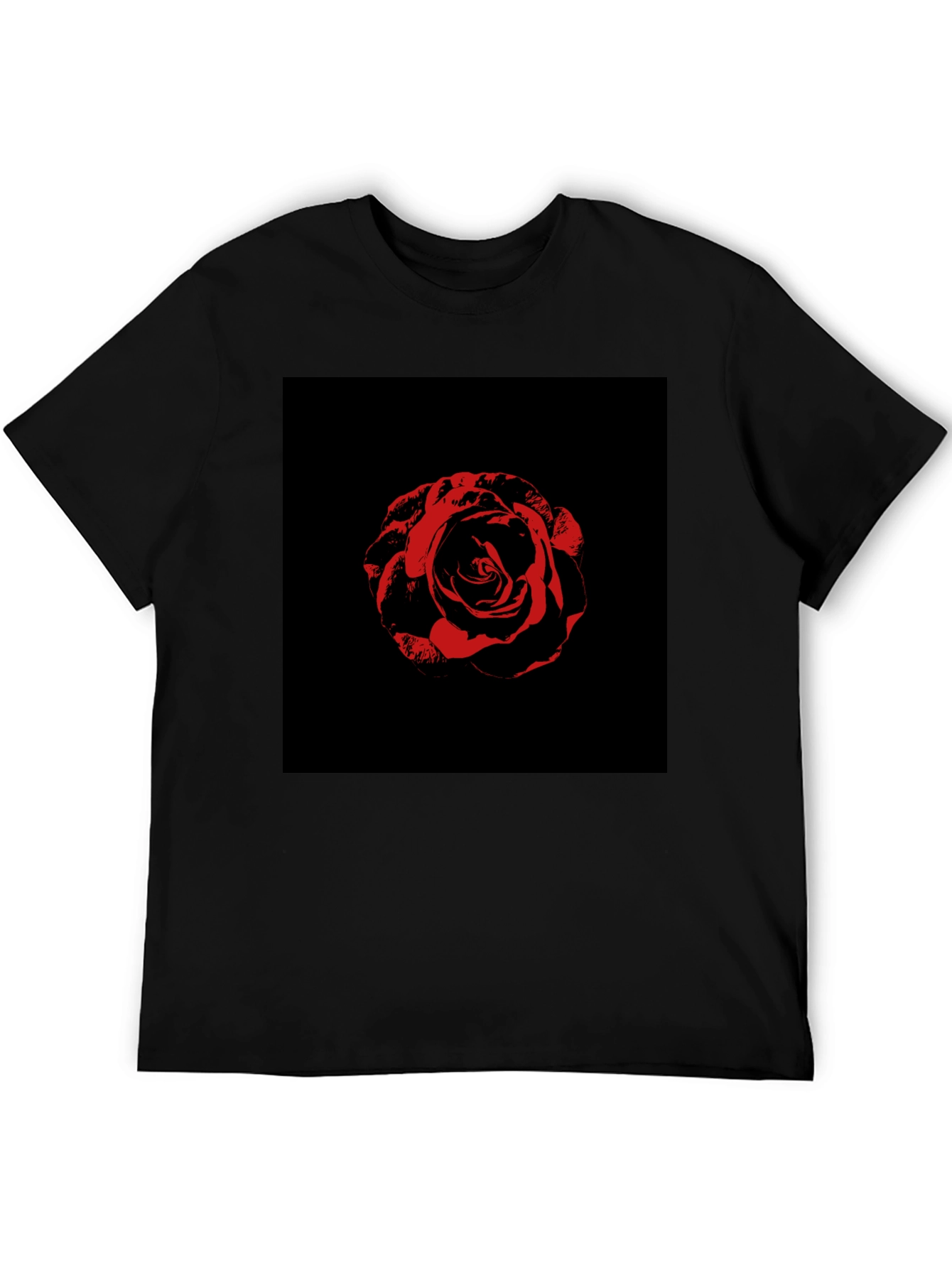 Rose Graphic Tee - Black Cotton T-Shirt
