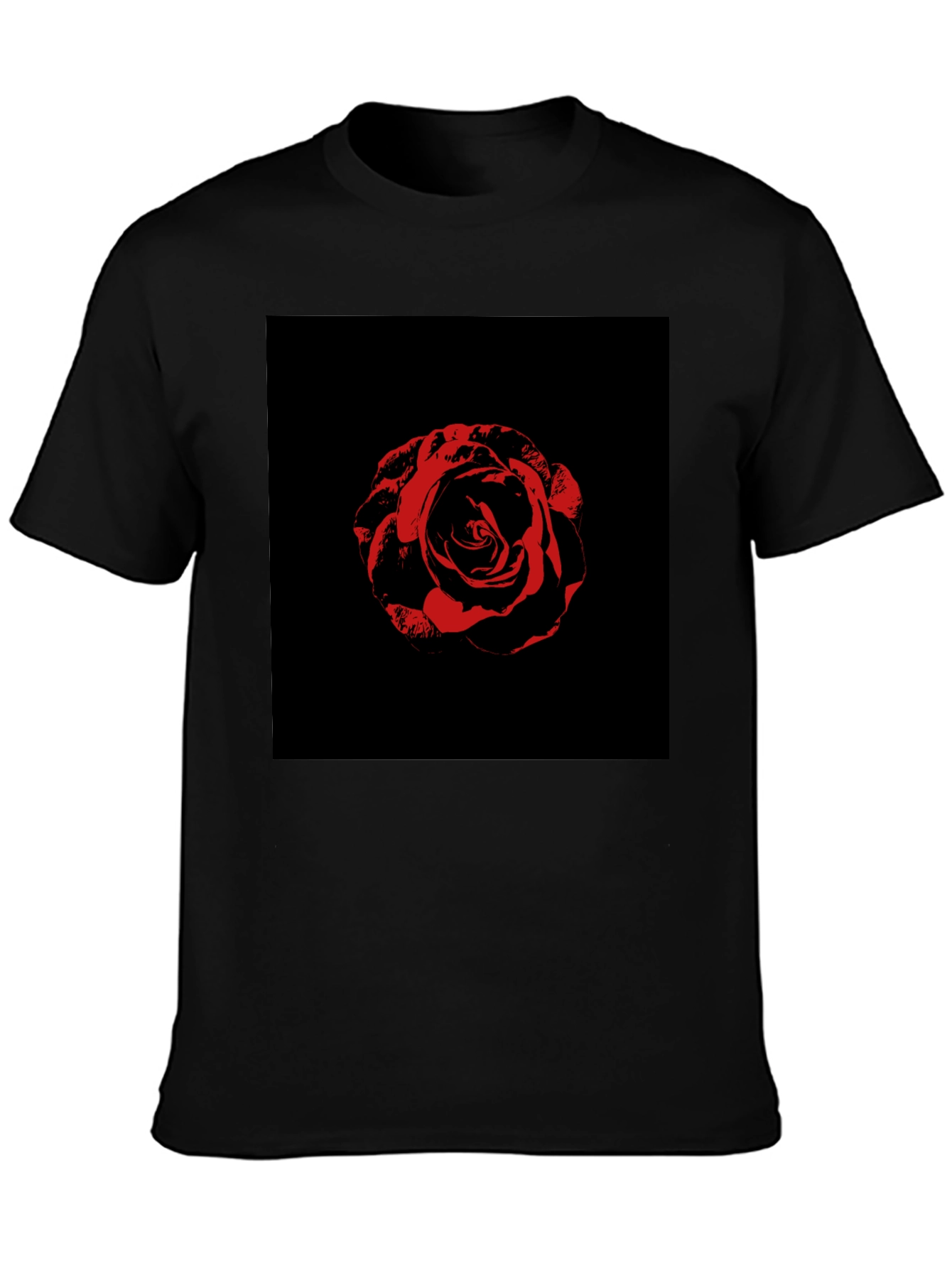 Rose Graphic Tee - Black Cotton T-Shirt
