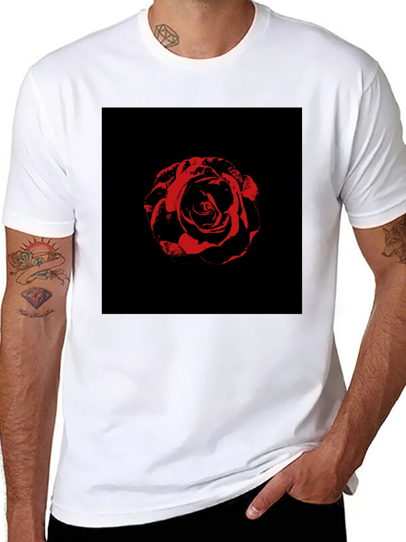 Rose Graphic Tee - Black Cotton T-Shirt