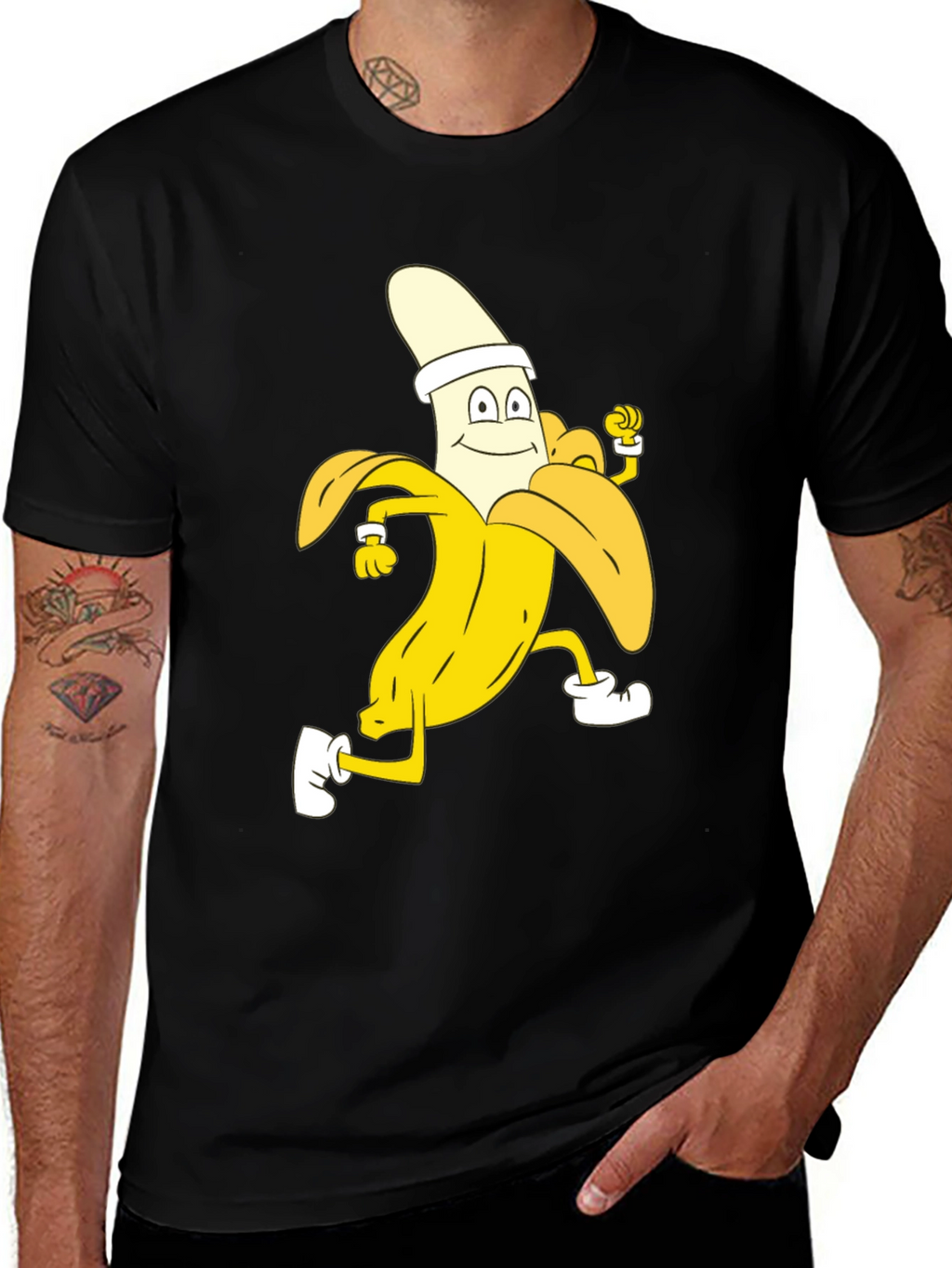 Running Banana Cartoon T-Shirt