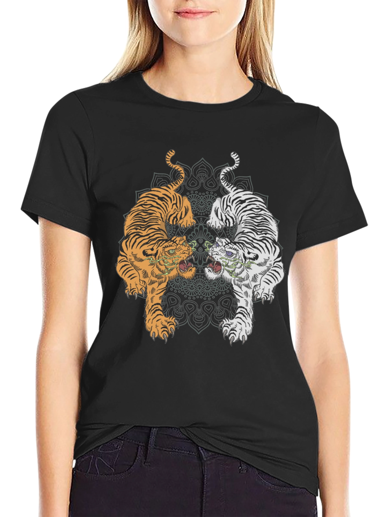 Yin Yang Tigers Graphic Tee - Black