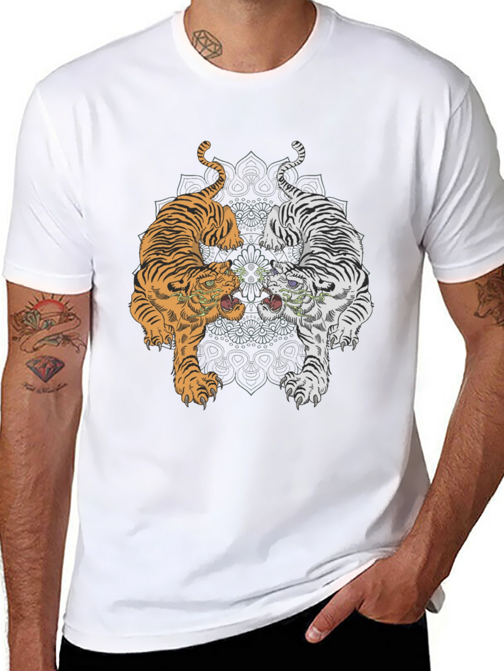 Yin Yang Tigers Graphic Tee - Black