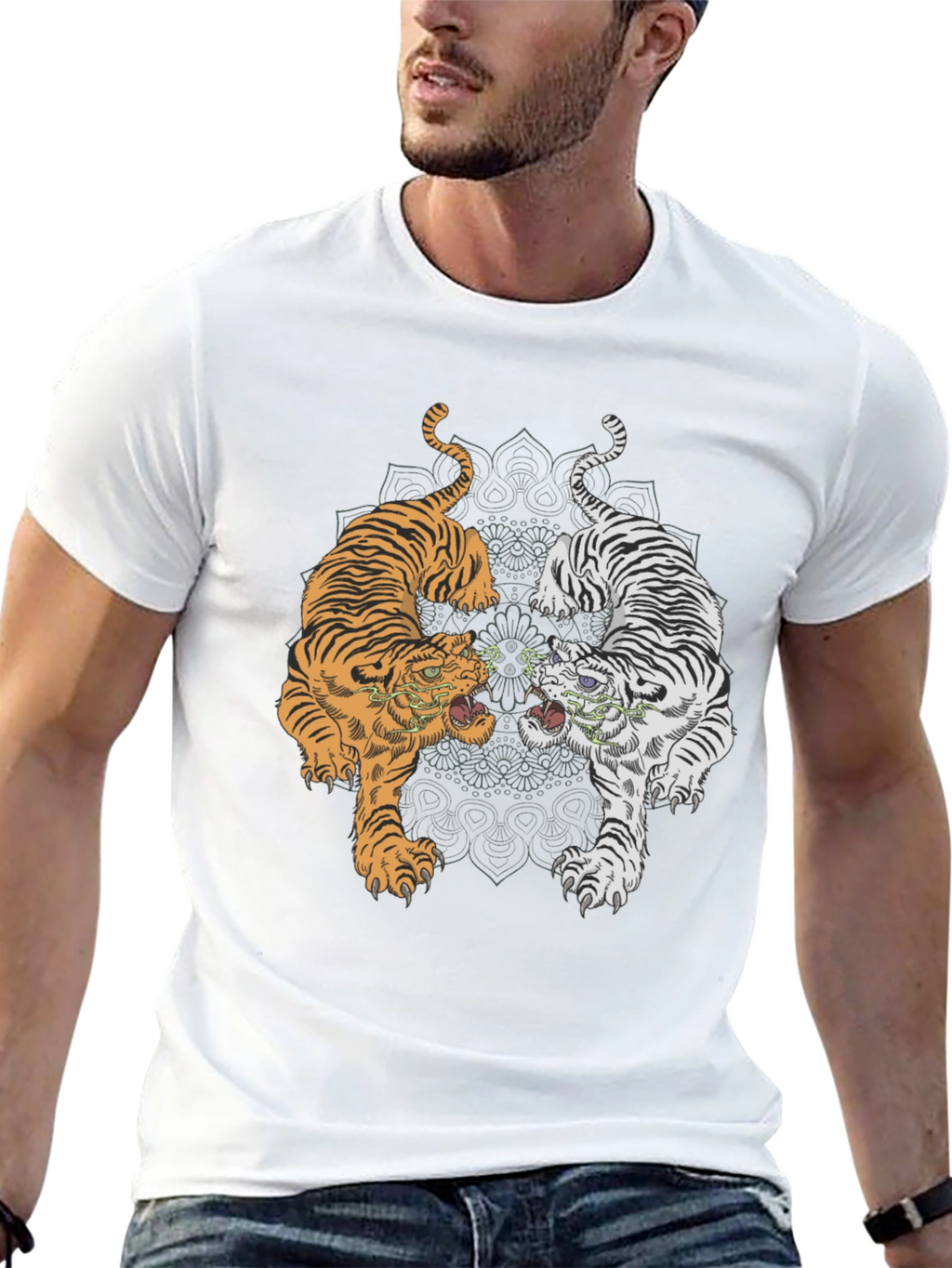 Yin Yang Tigers Graphic Tee - Black