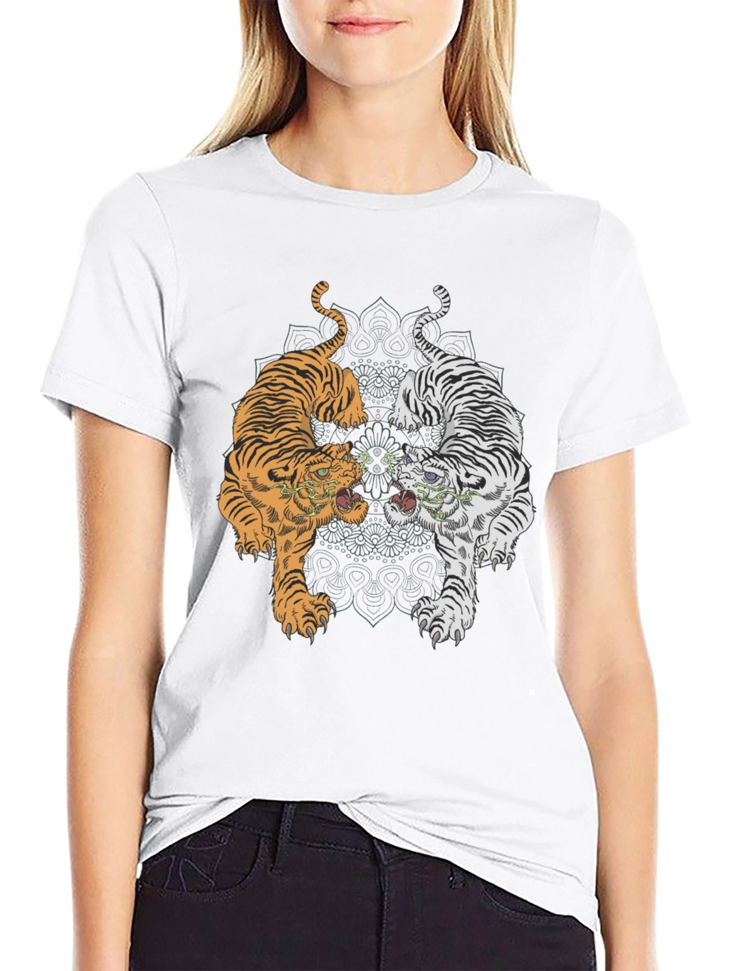 Yin Yang Tigers Graphic Tee - Black