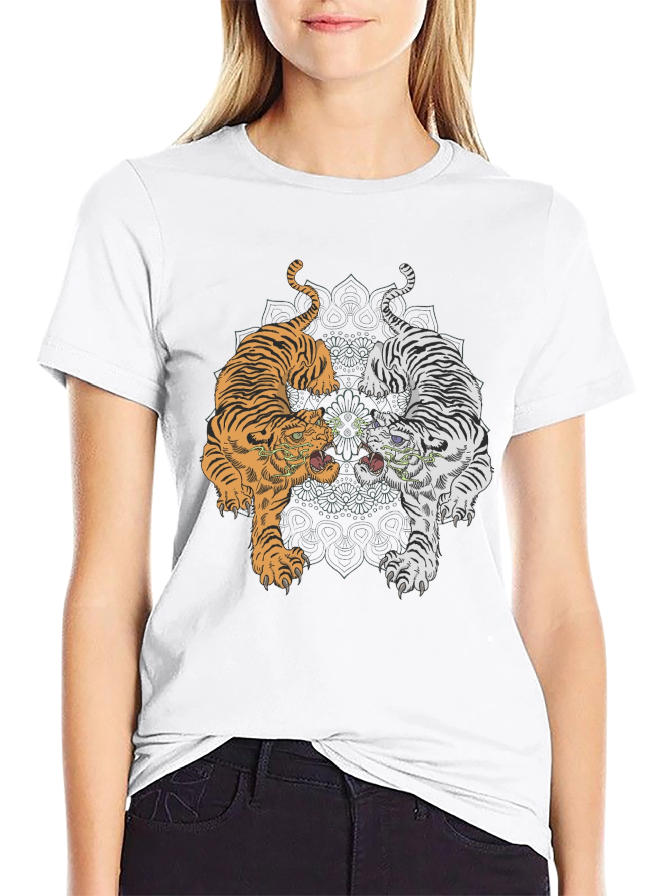 Yin Yang Tigers Graphic Tee - Black