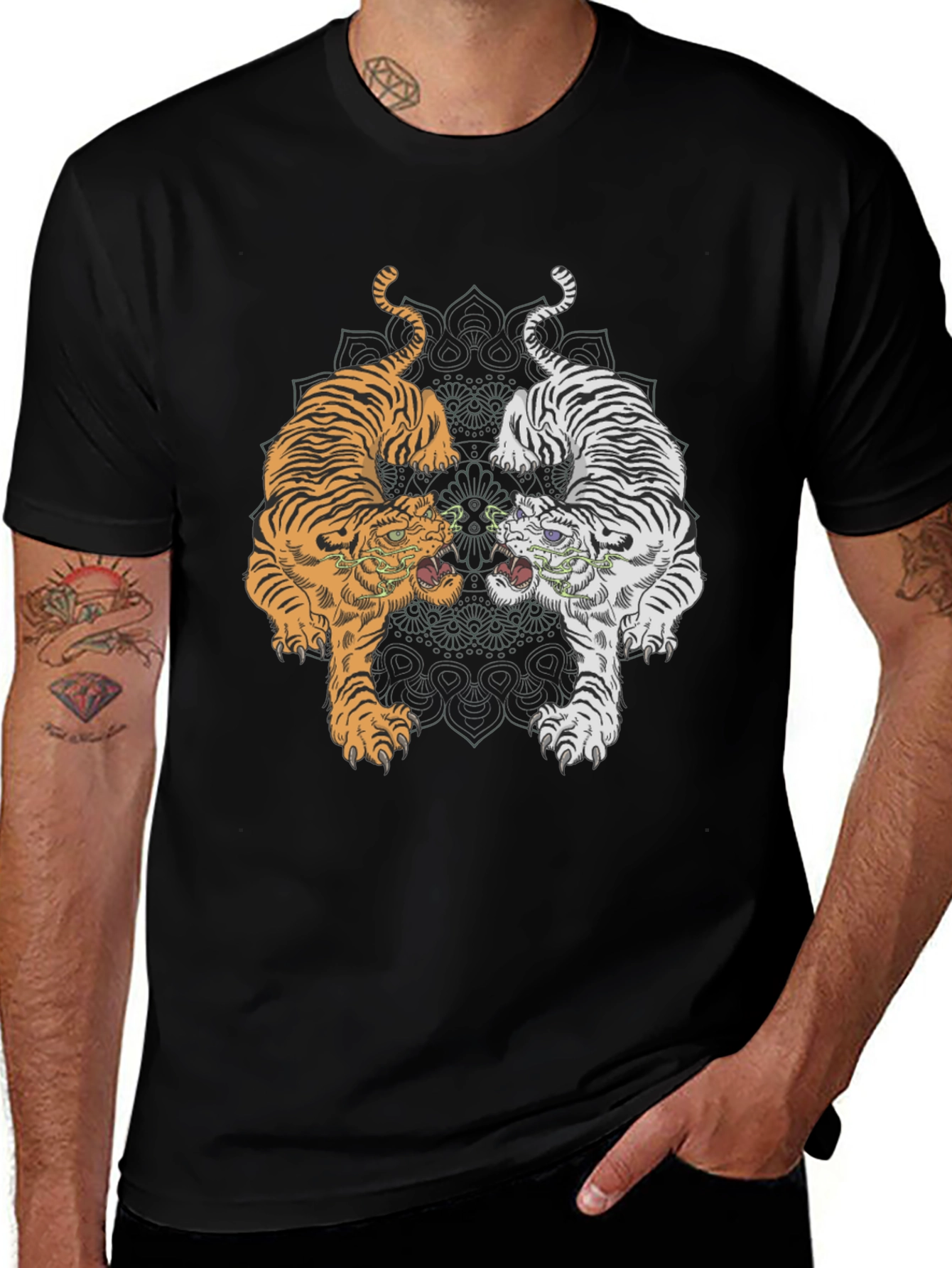 Yin Yang Tigers Graphic Tee - Black