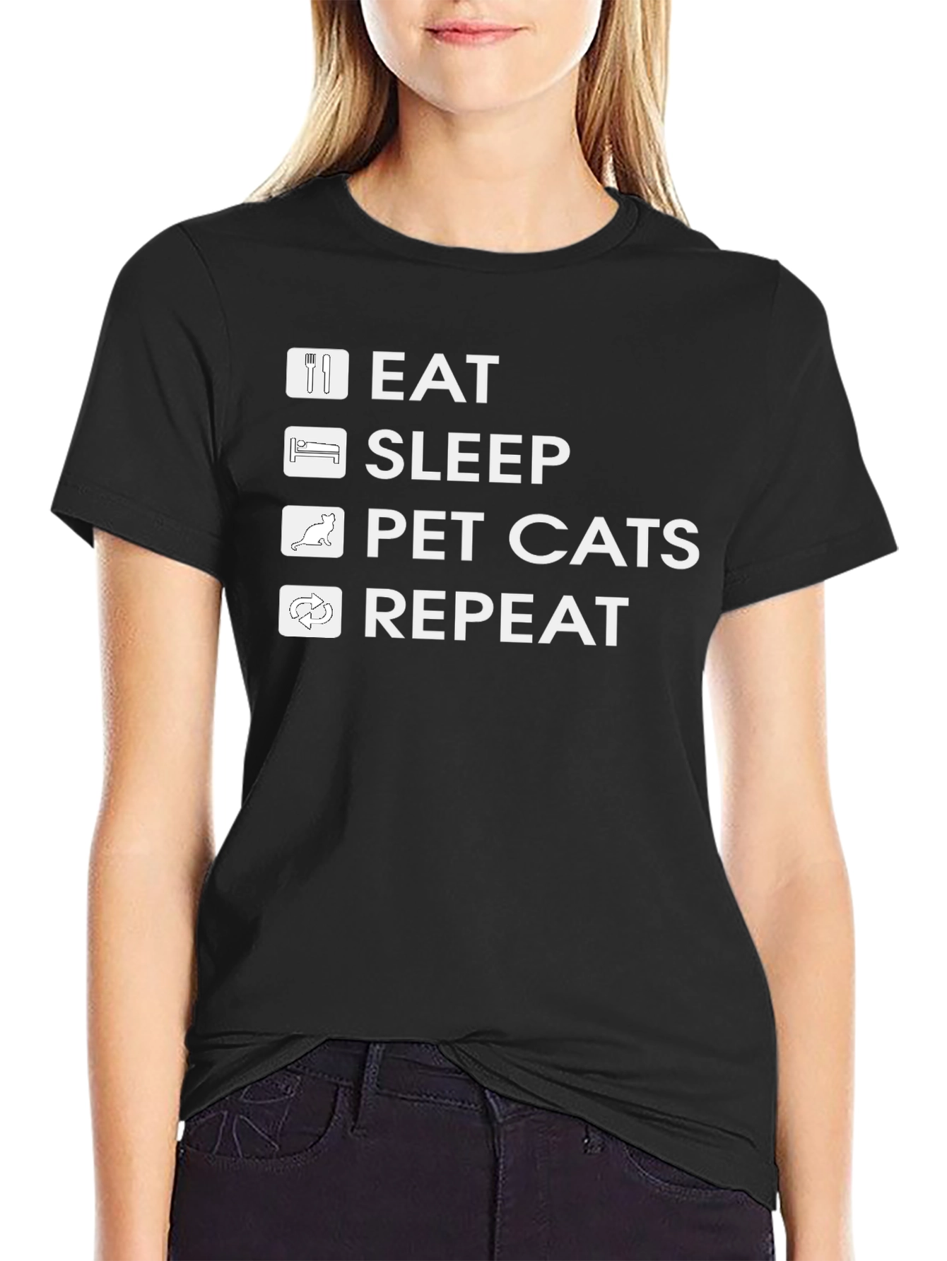 Eat Sleep Pet Cats Repeat T-Shirt