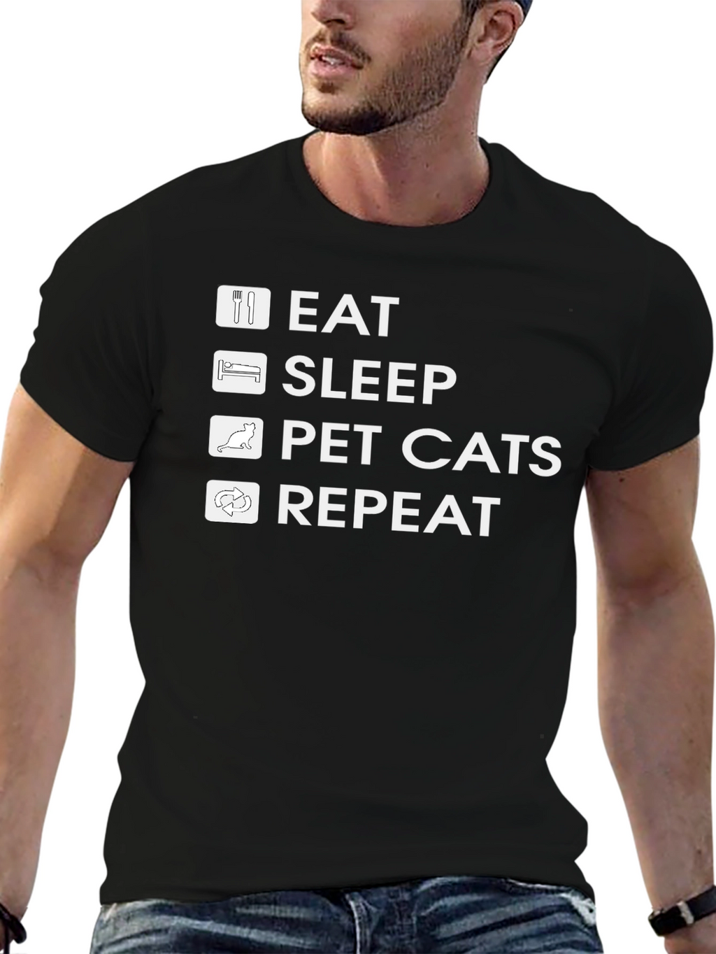 Eat Sleep Pet Cats Repeat T-Shirt