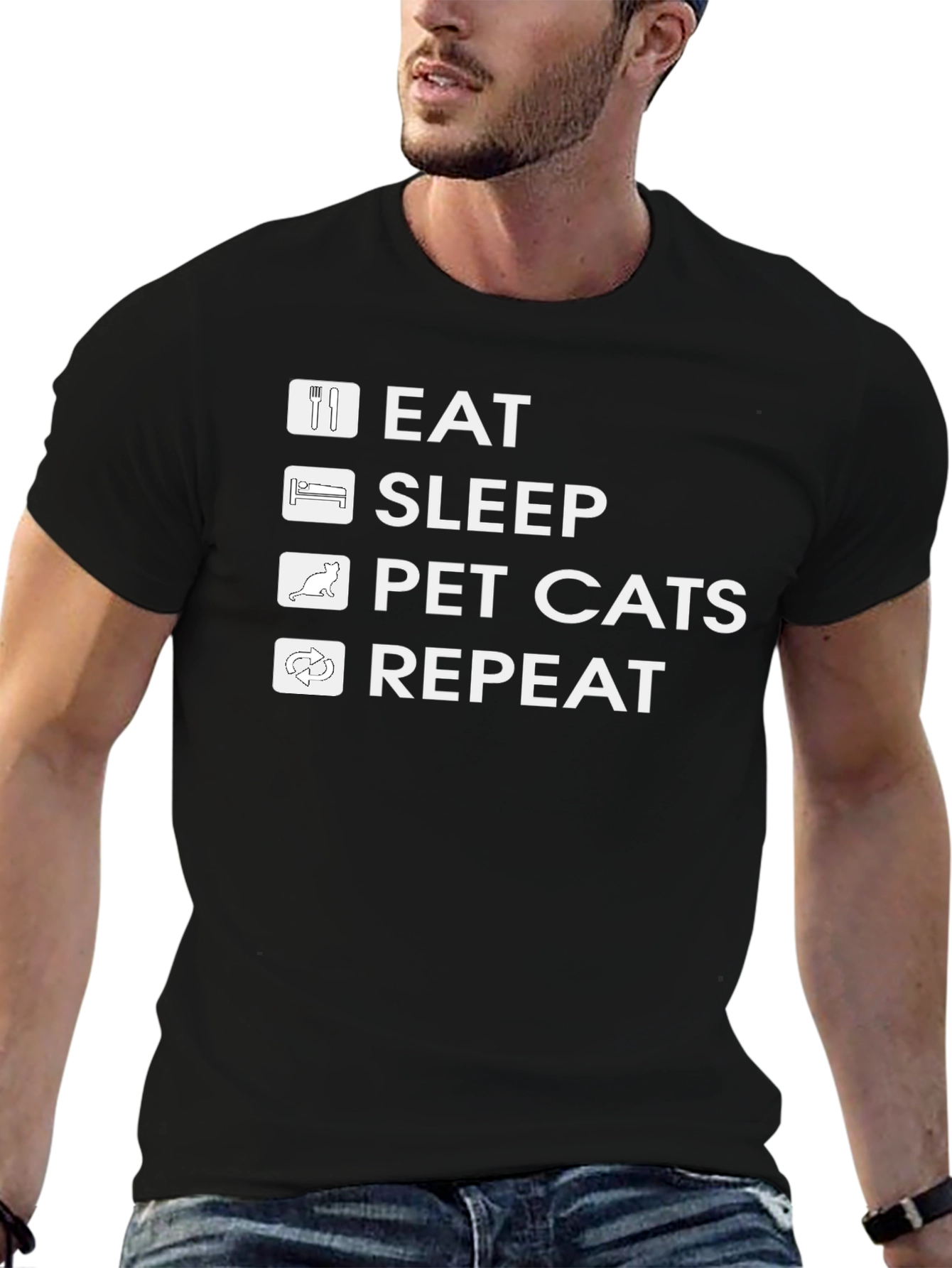 Eat Sleep Pet Cats Repeat T-Shirt