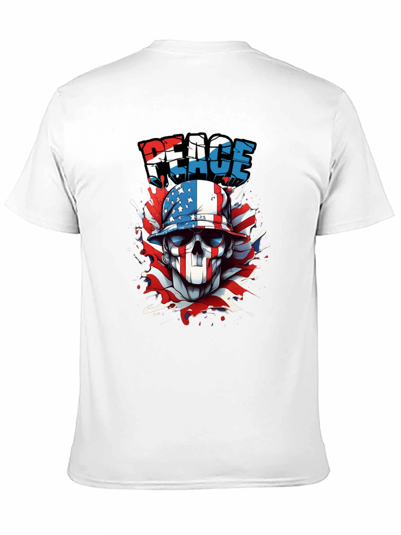 Patriotic Peace Skull Graphic Tee