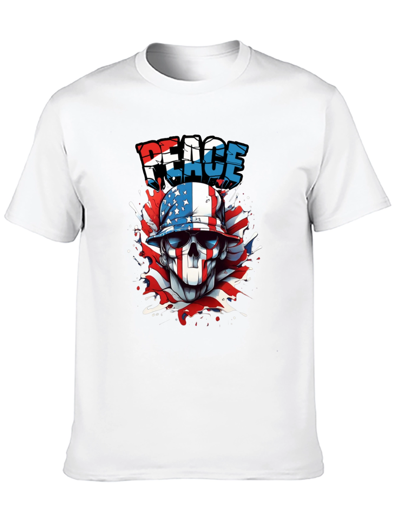 Patriotic Peace Skull Graphic Tee