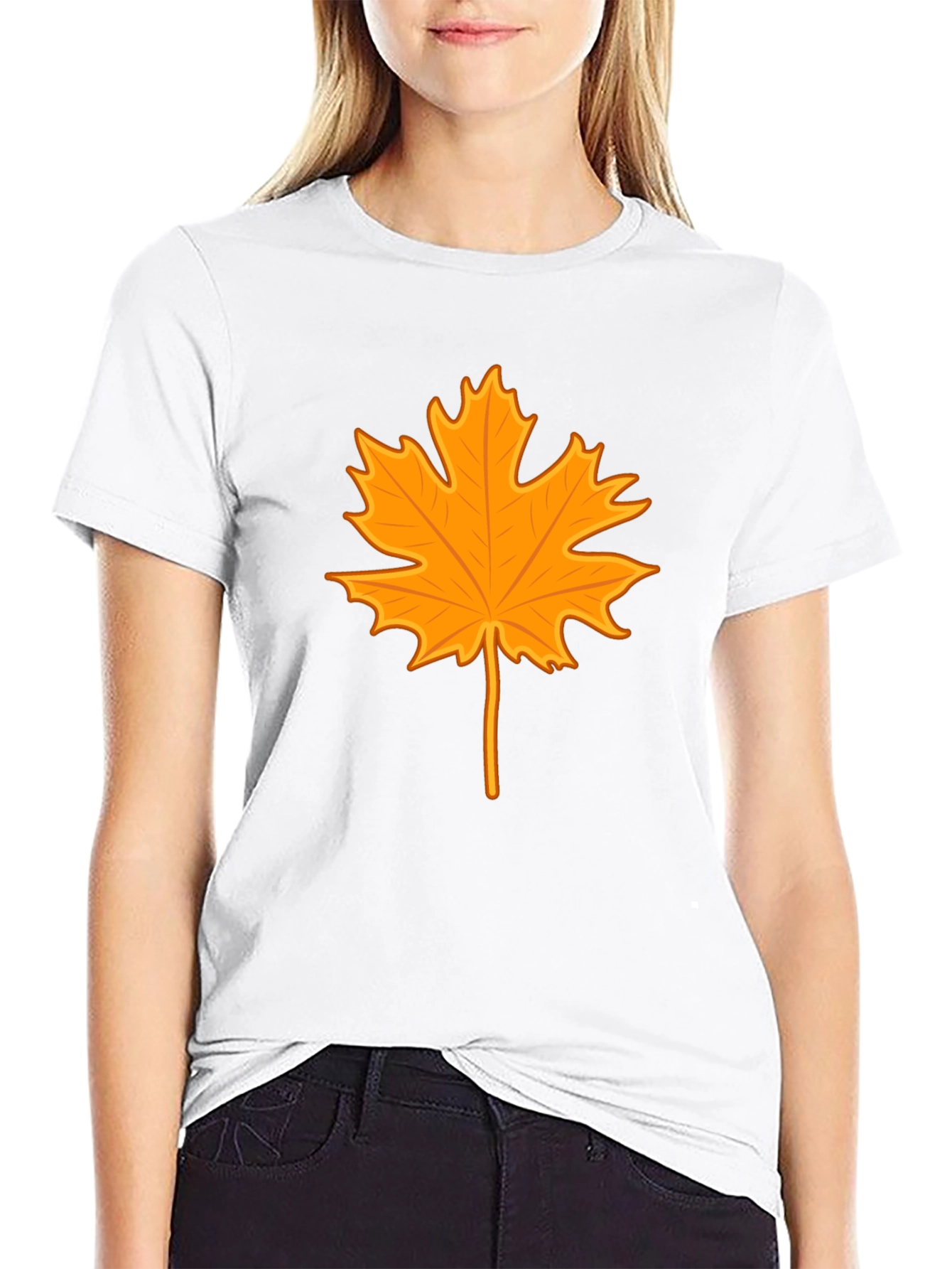 Autumn Leaf Graphic Tee - Stylish Black T-Shirt