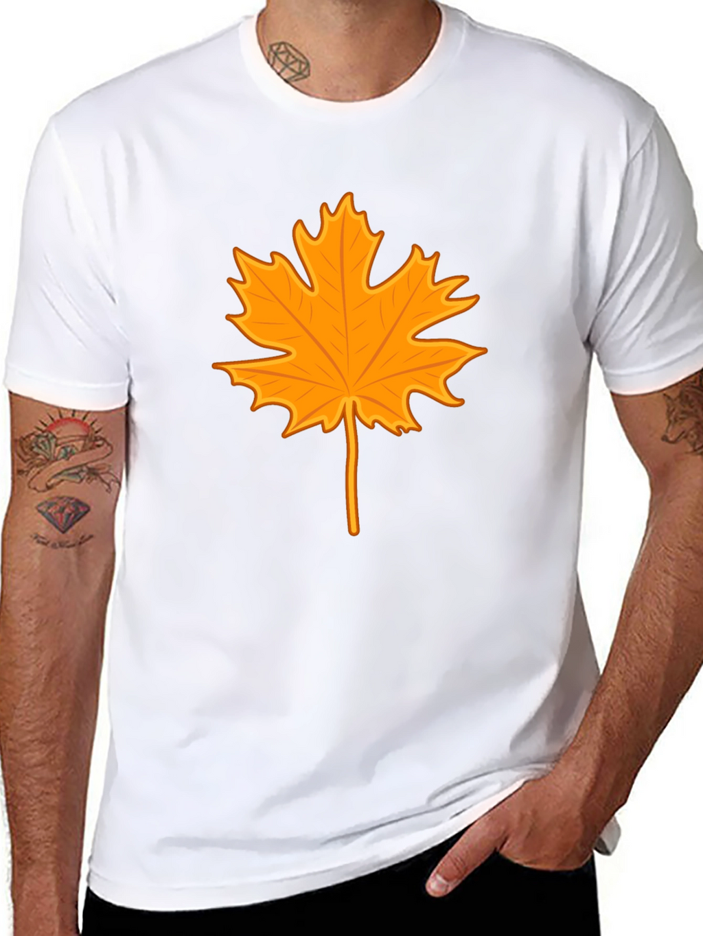Autumn Leaf Graphic Tee - Stylish Black T-Shirt