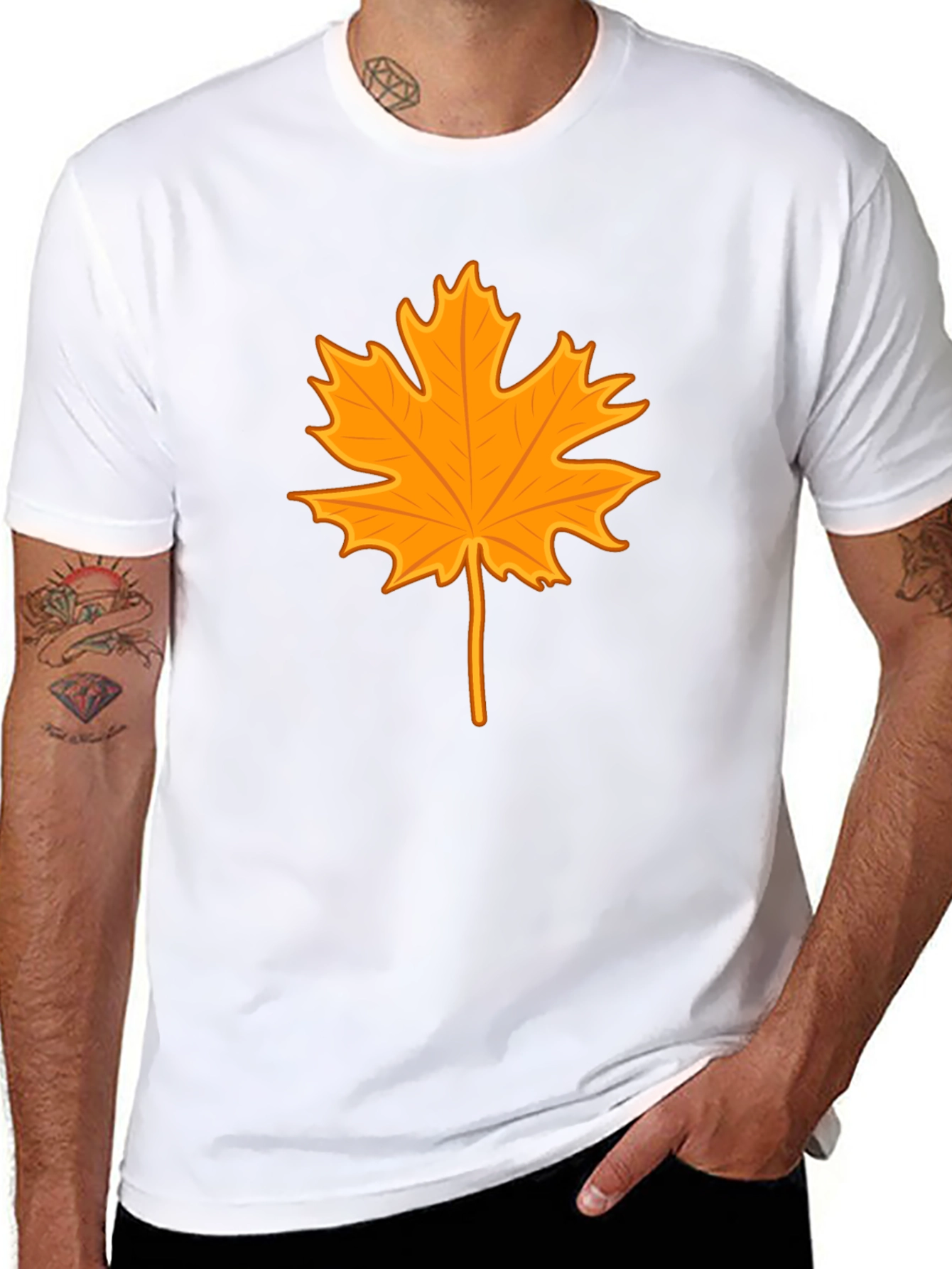 Autumn Leaf Graphic Tee - Stylish Black T-Shirt