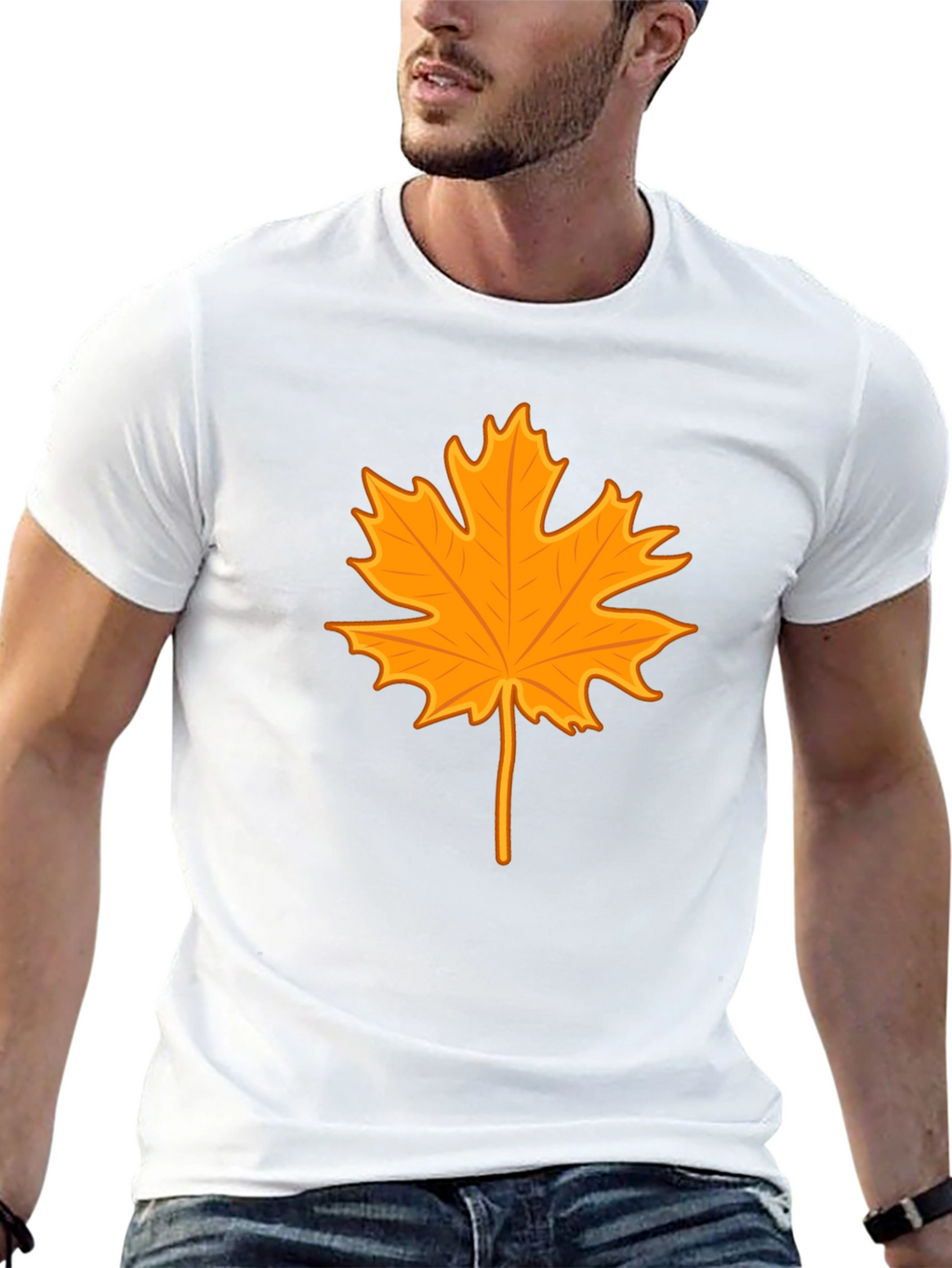 Autumn Leaf Graphic Tee - Stylish Black T-Shirt