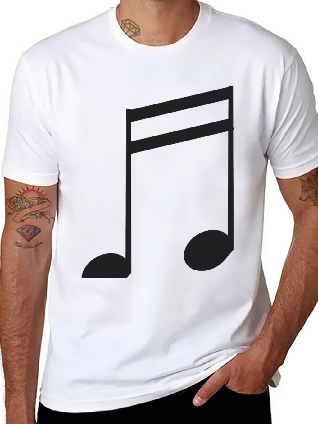 Musical Note Graphic Tee - Classic Black Cotton T-Shirt