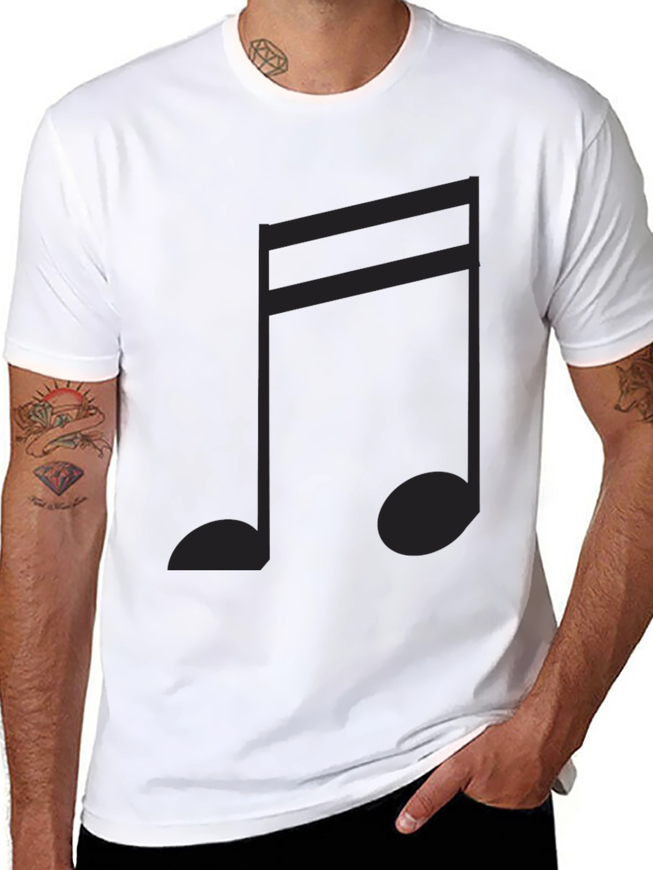 Musical Note Graphic Tee - Classic Black Cotton T-Shirt