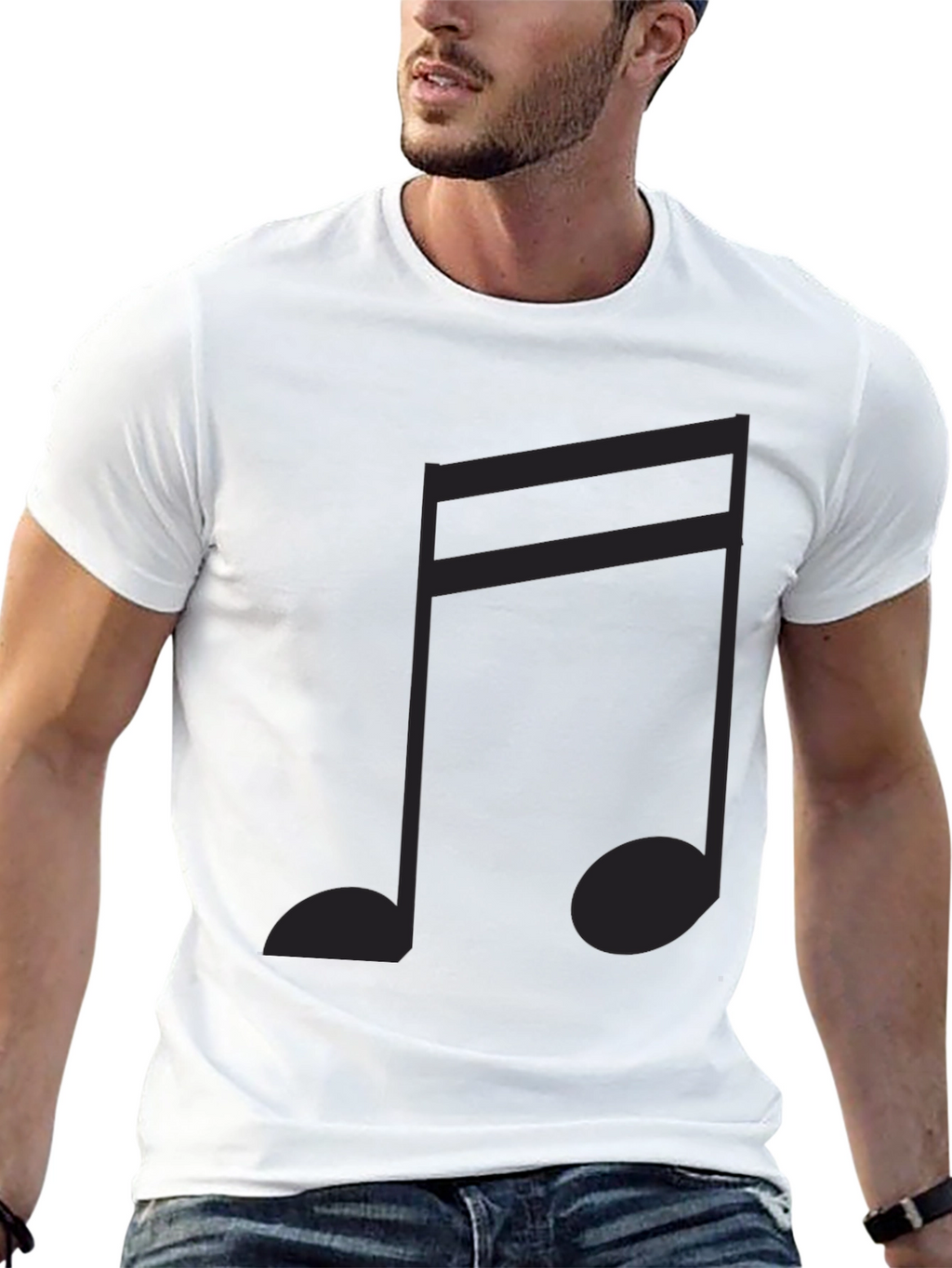 Musical Note Graphic Tee - Classic Black Cotton T-Shirt