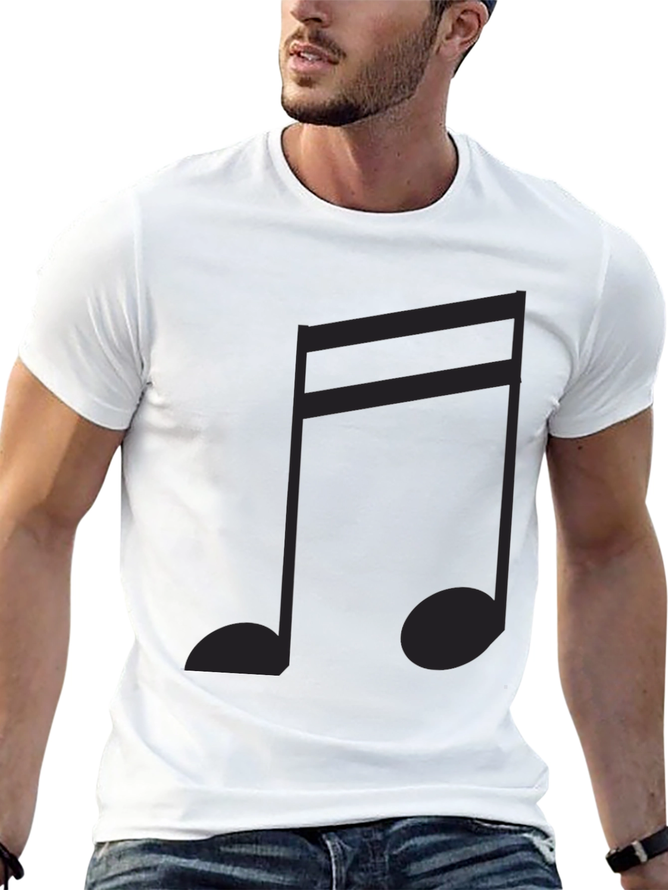 Musical Note Graphic Tee - Classic Black Cotton T-Shirt