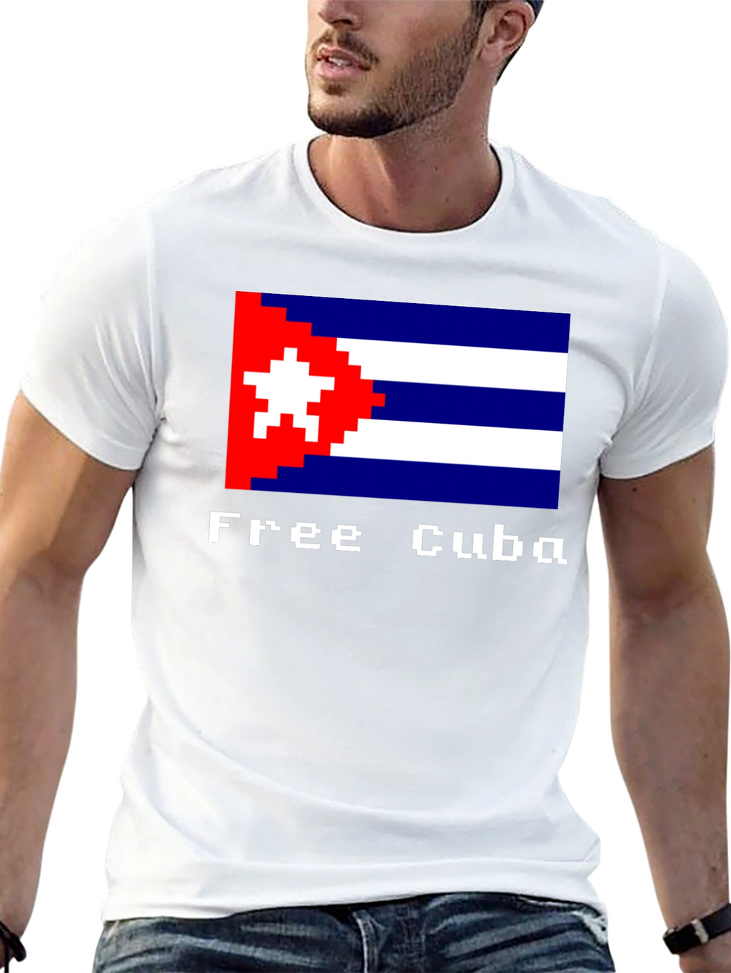 Free Cuba Pixel Art Flag T-Shirt