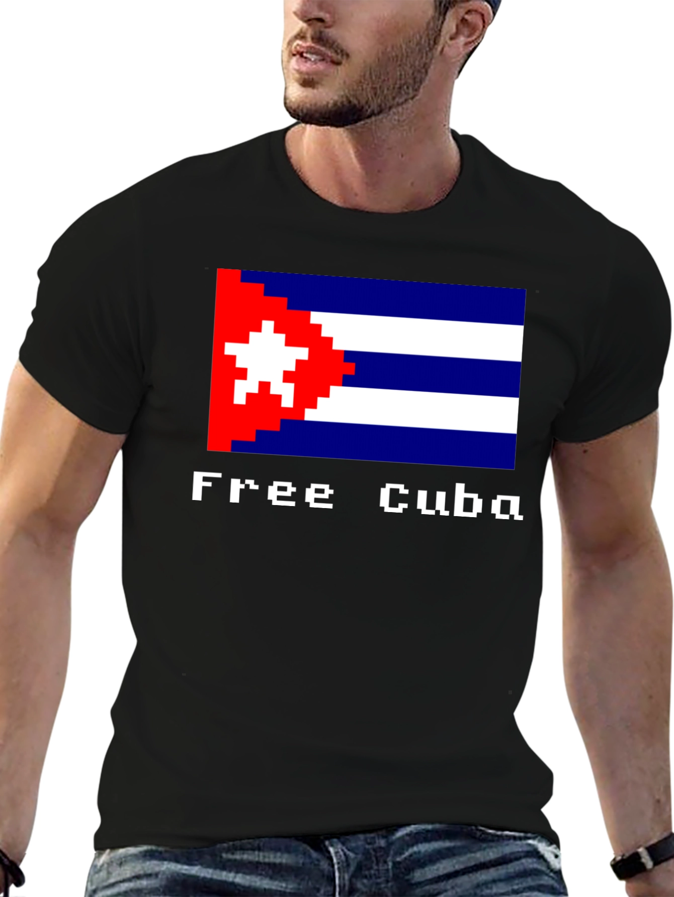 Free Cuba Pixel Art Flag T-Shirt
