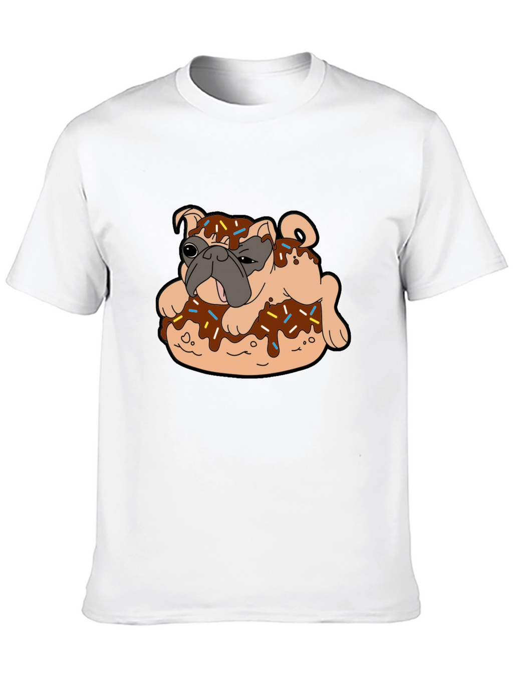 Pug in Donut Black T-Shirt Novelty Tee