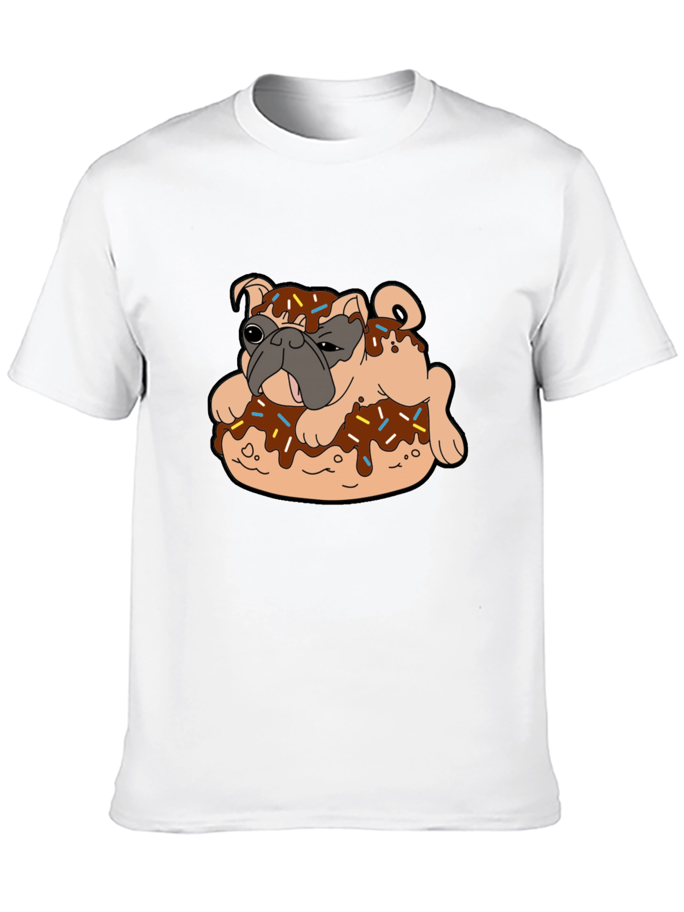 Pug in Donut Black T-Shirt Novelty Tee