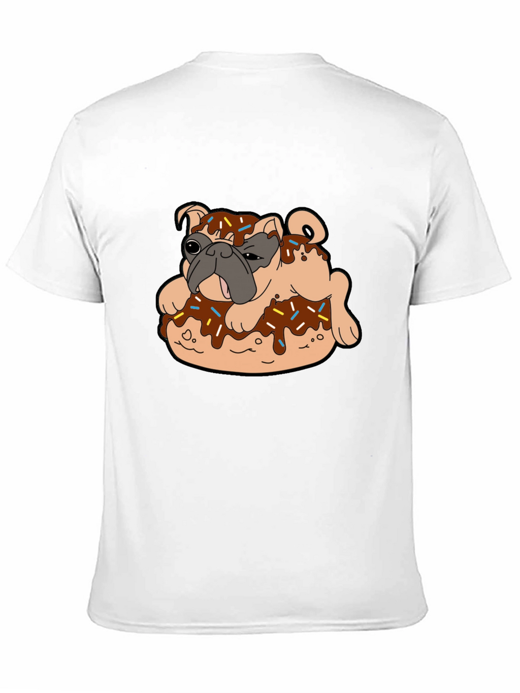 Pug in Donut Black T-Shirt Novelty Tee