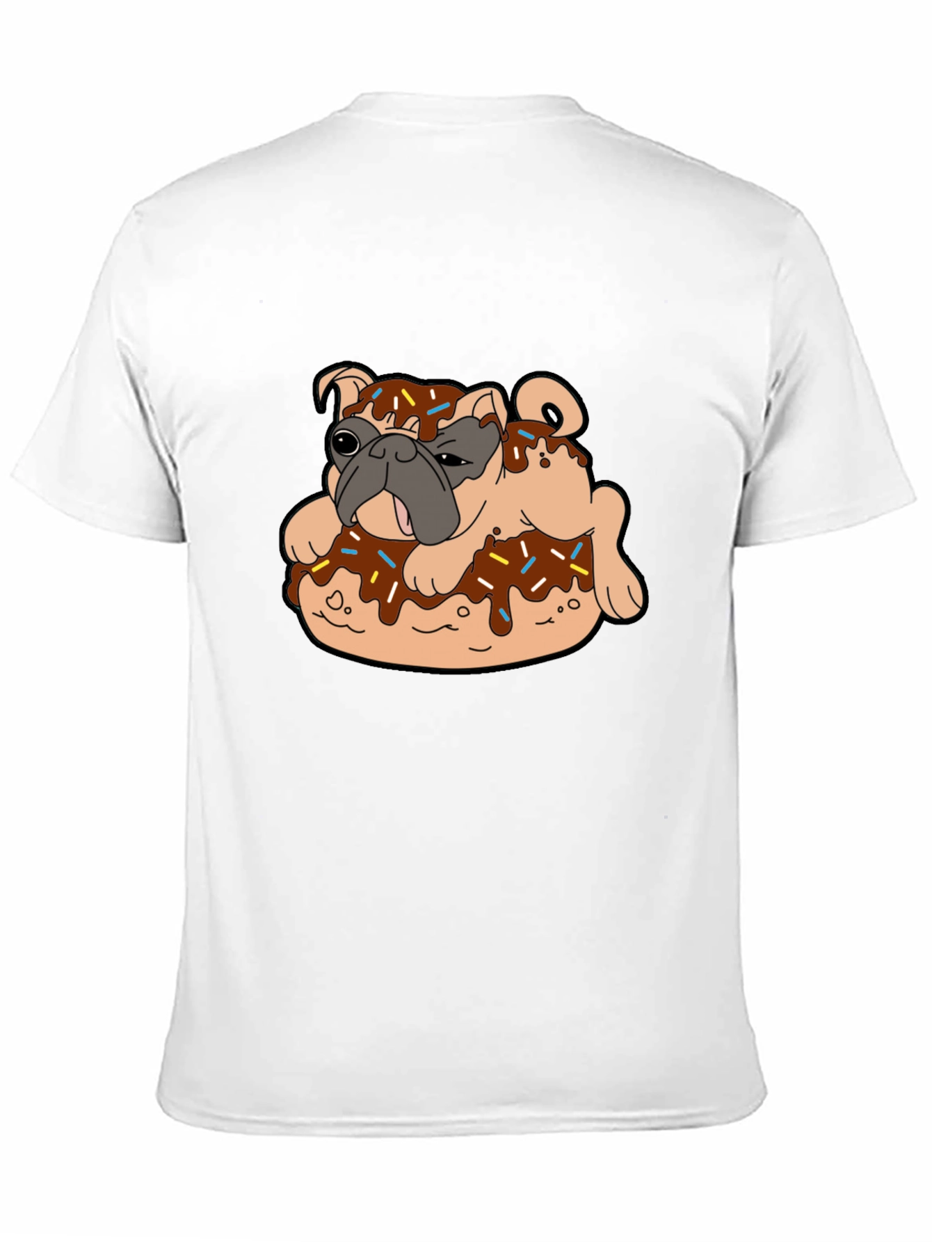 Pug in Donut Black T-Shirt Novelty Tee