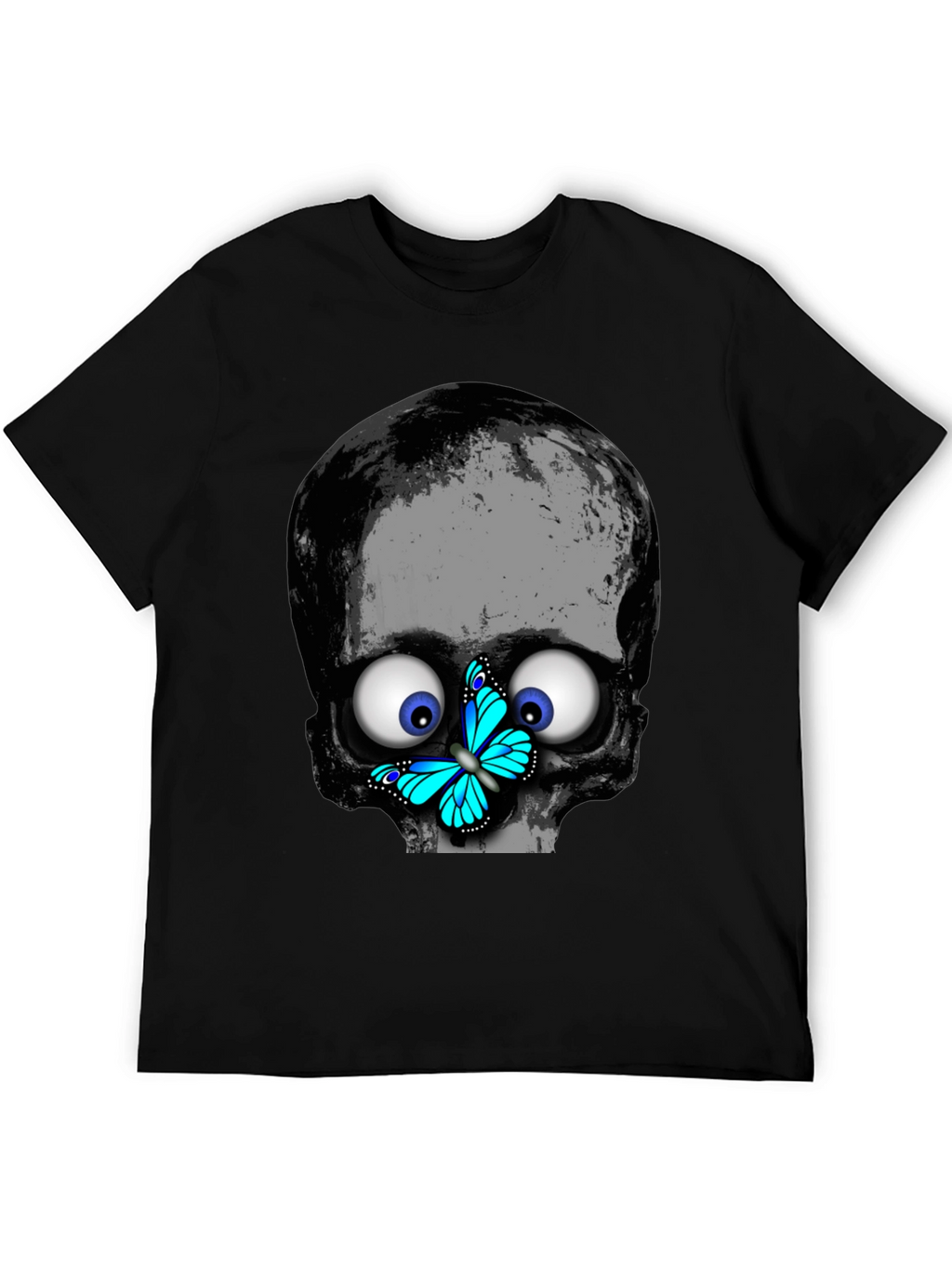 Skull Butterfly T-Shirt - Googly Eyes Black Tee