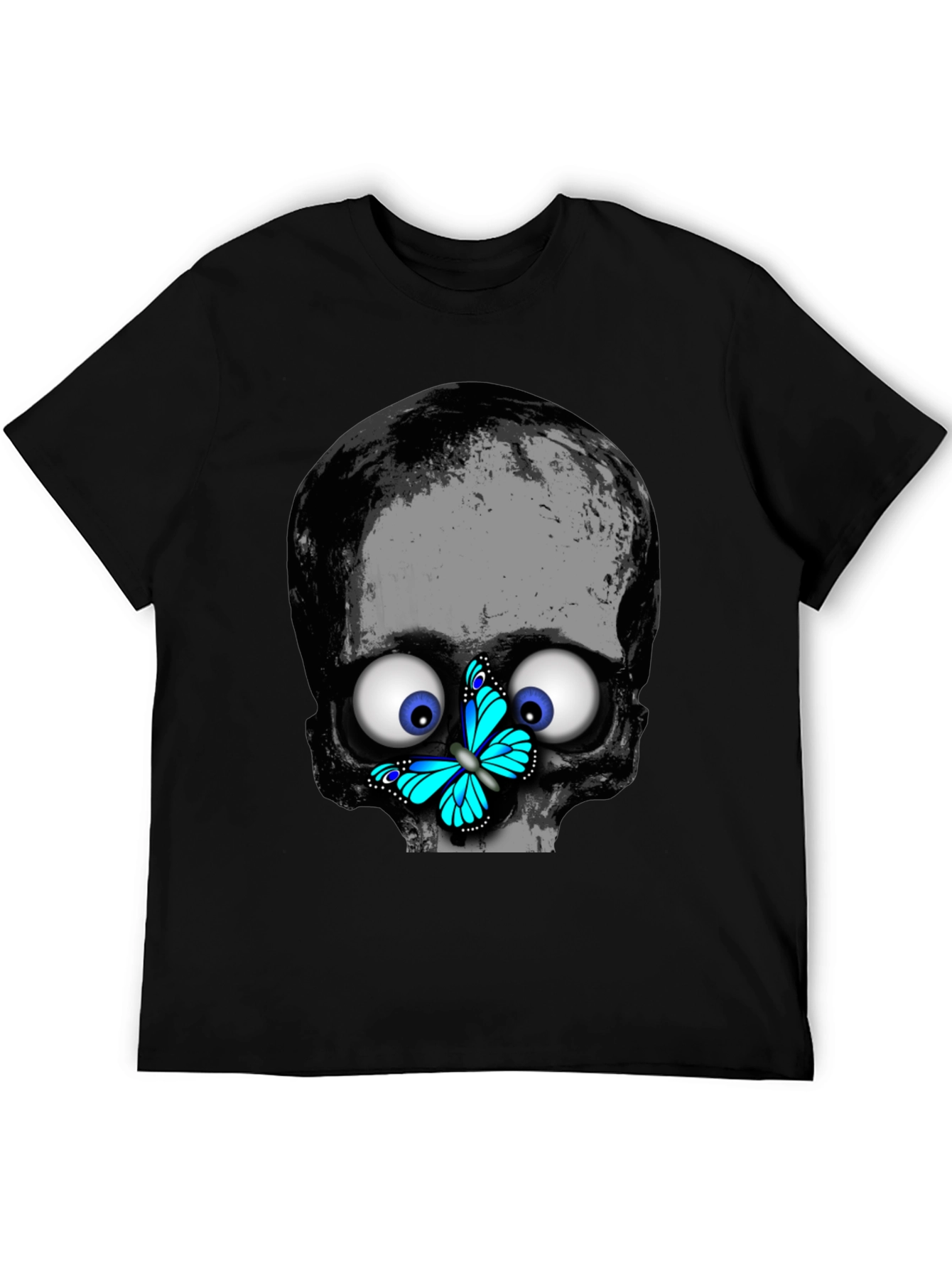 Skull Butterfly T-Shirt - Googly Eyes Black Tee