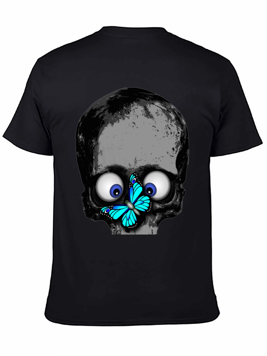 Skull Butterfly T-Shirt - Googly Eyes Black Tee
