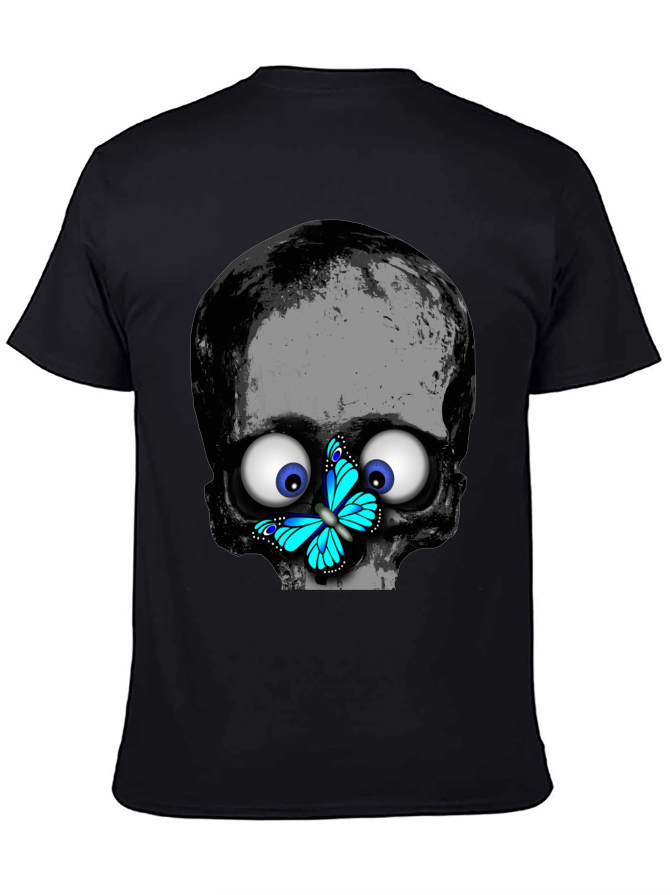 Skull Butterfly T-Shirt - Googly Eyes Black Tee