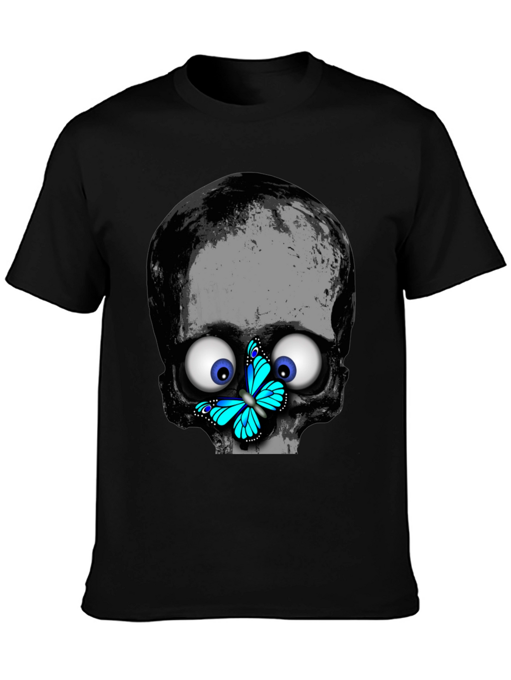 Skull Butterfly T-Shirt - Googly Eyes Black Tee