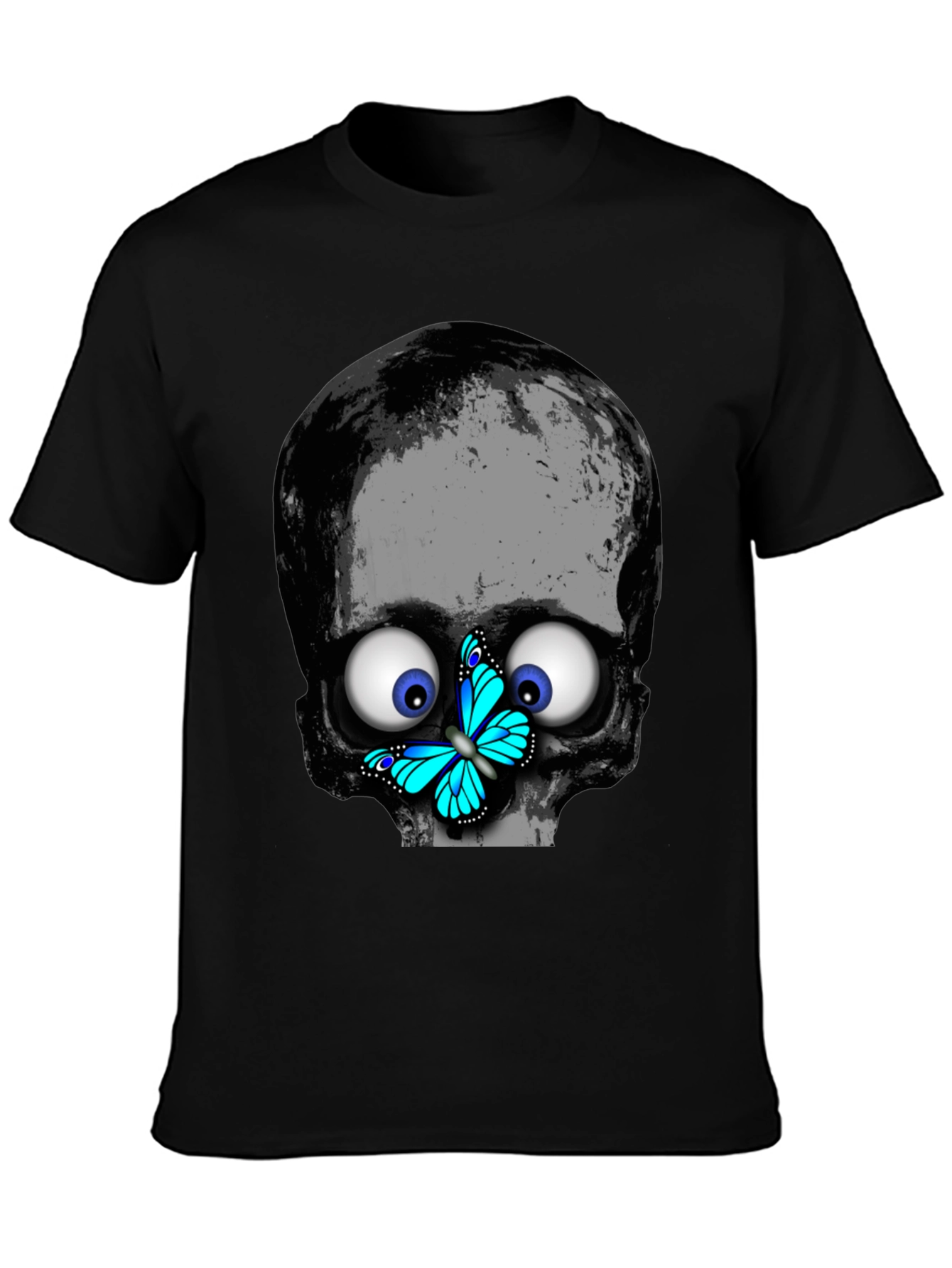 Skull Butterfly T-Shirt - Googly Eyes Black Tee